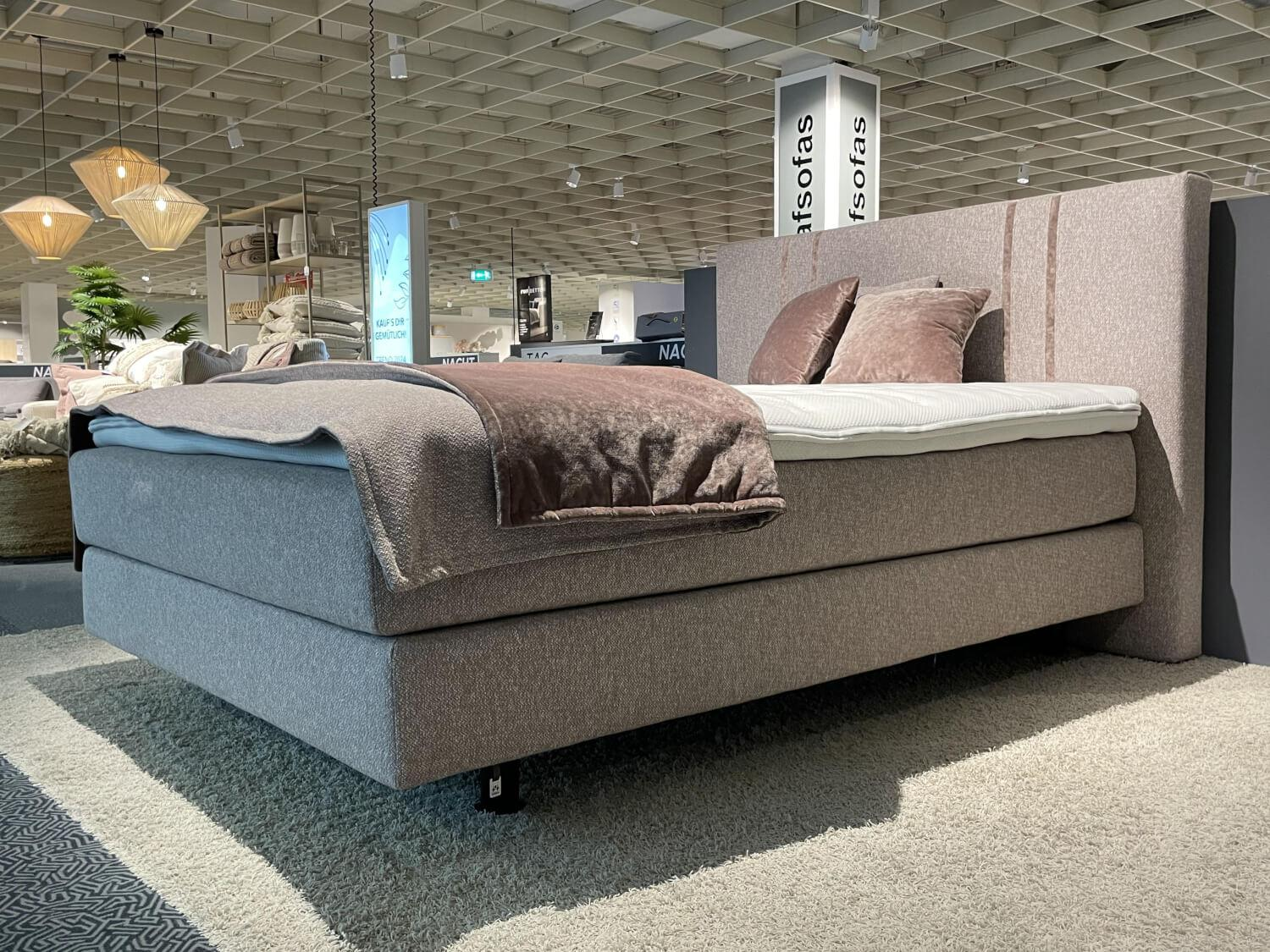 Hülsta - Boxspring Multi 140x200 Stoff M312 Rose Top Point mit Matratze und Topper - 11