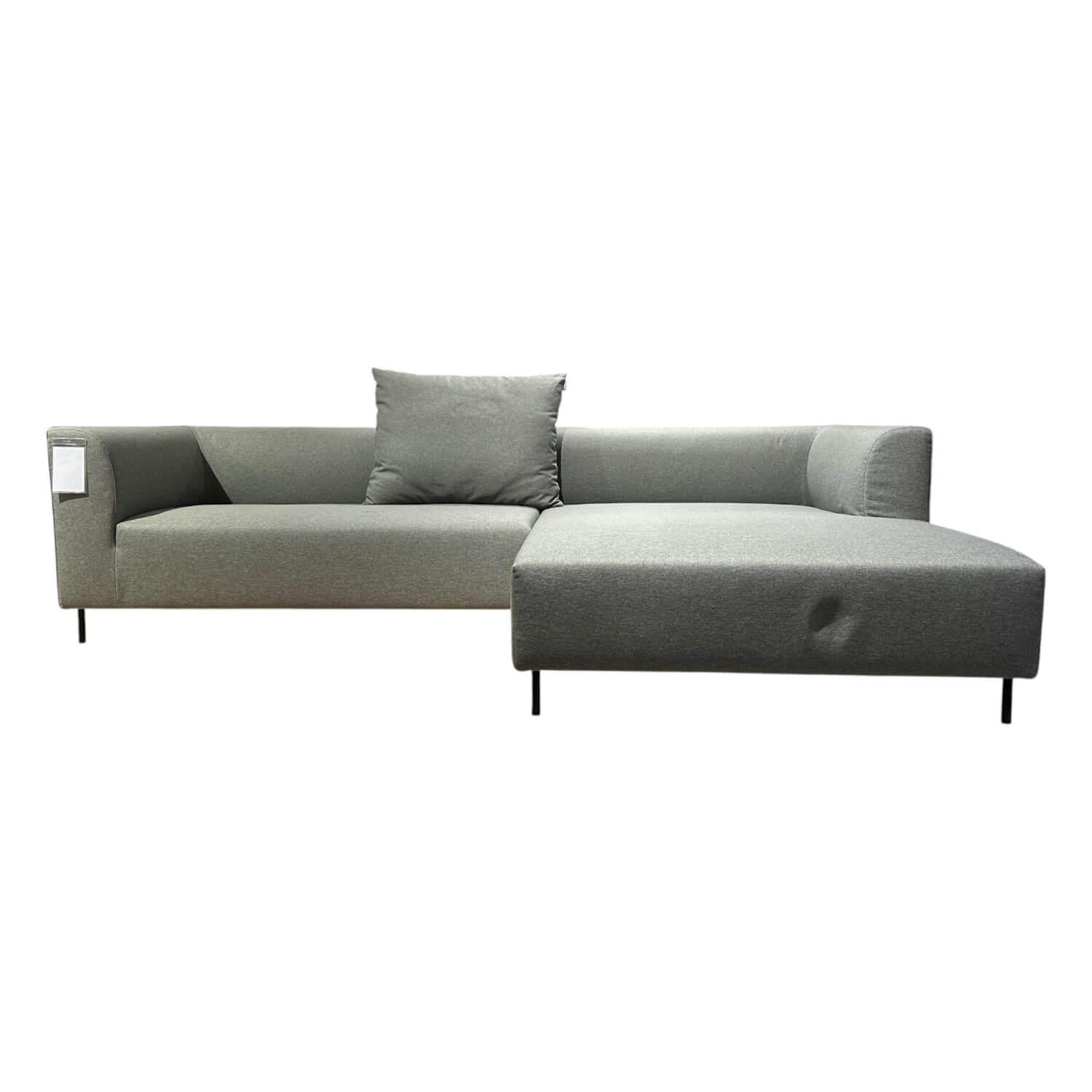 freistil Rolf Benz - Ecksofa 123 Stoff 3044 Betongrau Grau Rundrohrfuß Stahl Tiefschwarz Schwarz Mit Kissen - 1