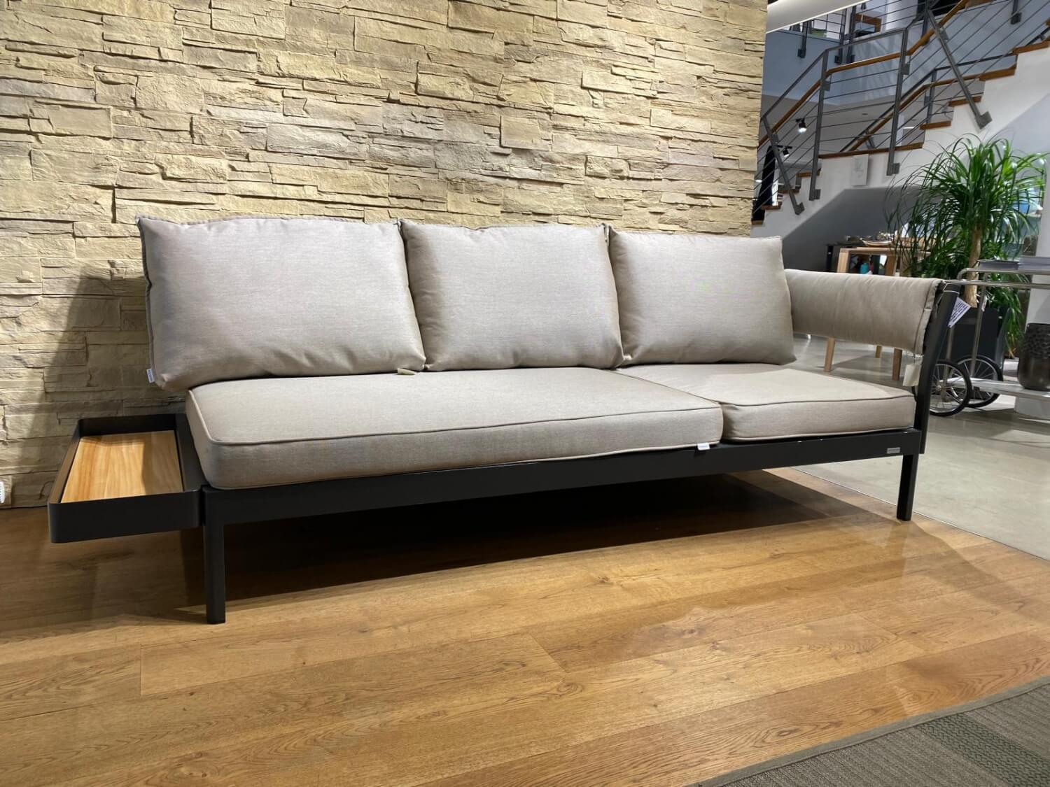 Weishäupl - Liegenelement Minu Stoff Panama Lino Beige Braun Aluminium Pulverbeschichtet - 5