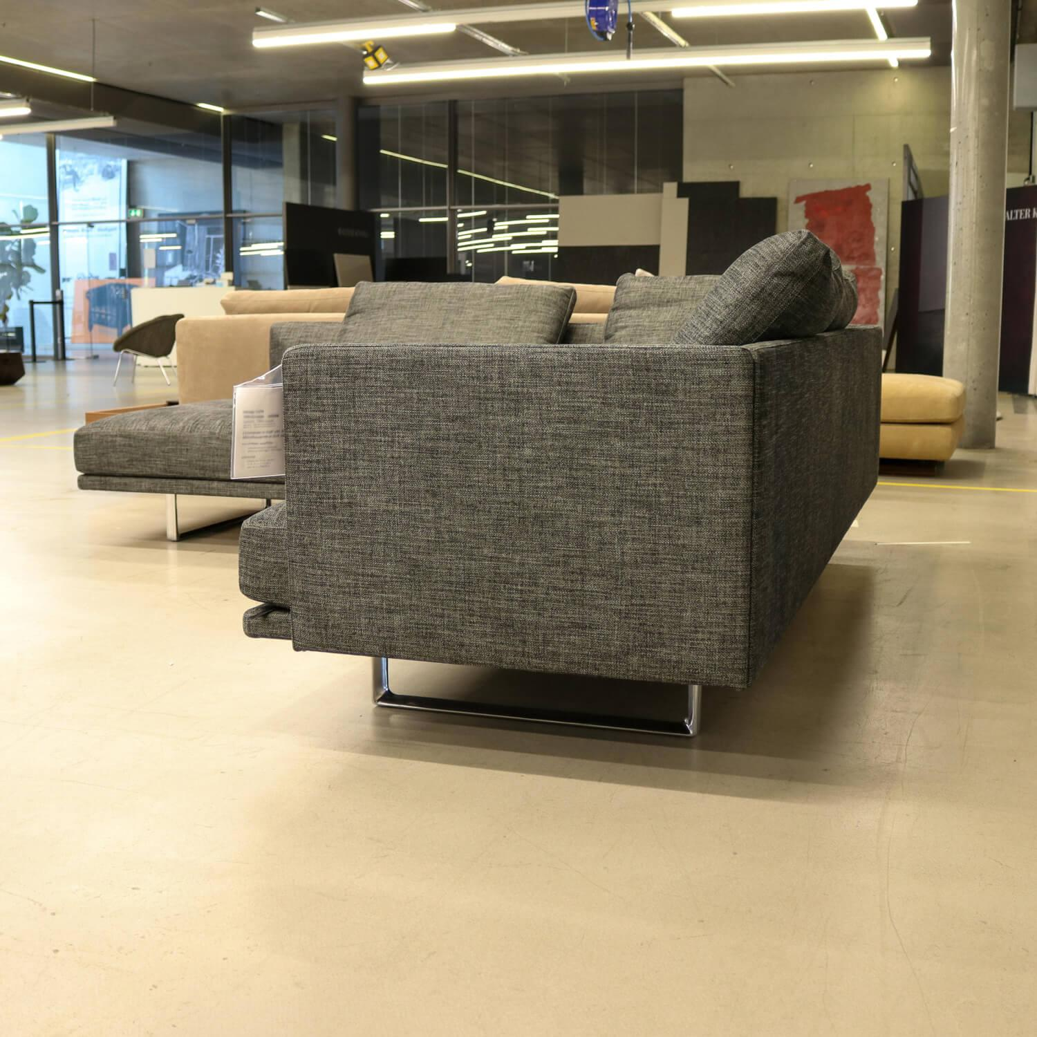 Walter Knoll - Ecksofa Prime Time Stoff Chenille Sonra 7869 Basalt Gestell Hochglanz Poliert - 7