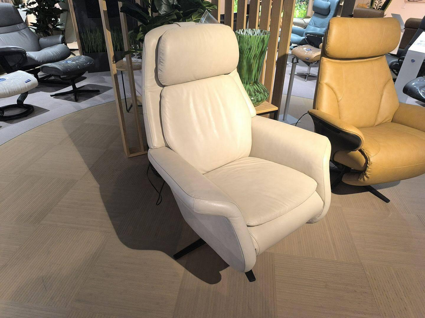 Stressless - Relaxsessel Sam Leder Paloma 37 Frog Creme Base 45 Gestell Matt Schwarz - 8