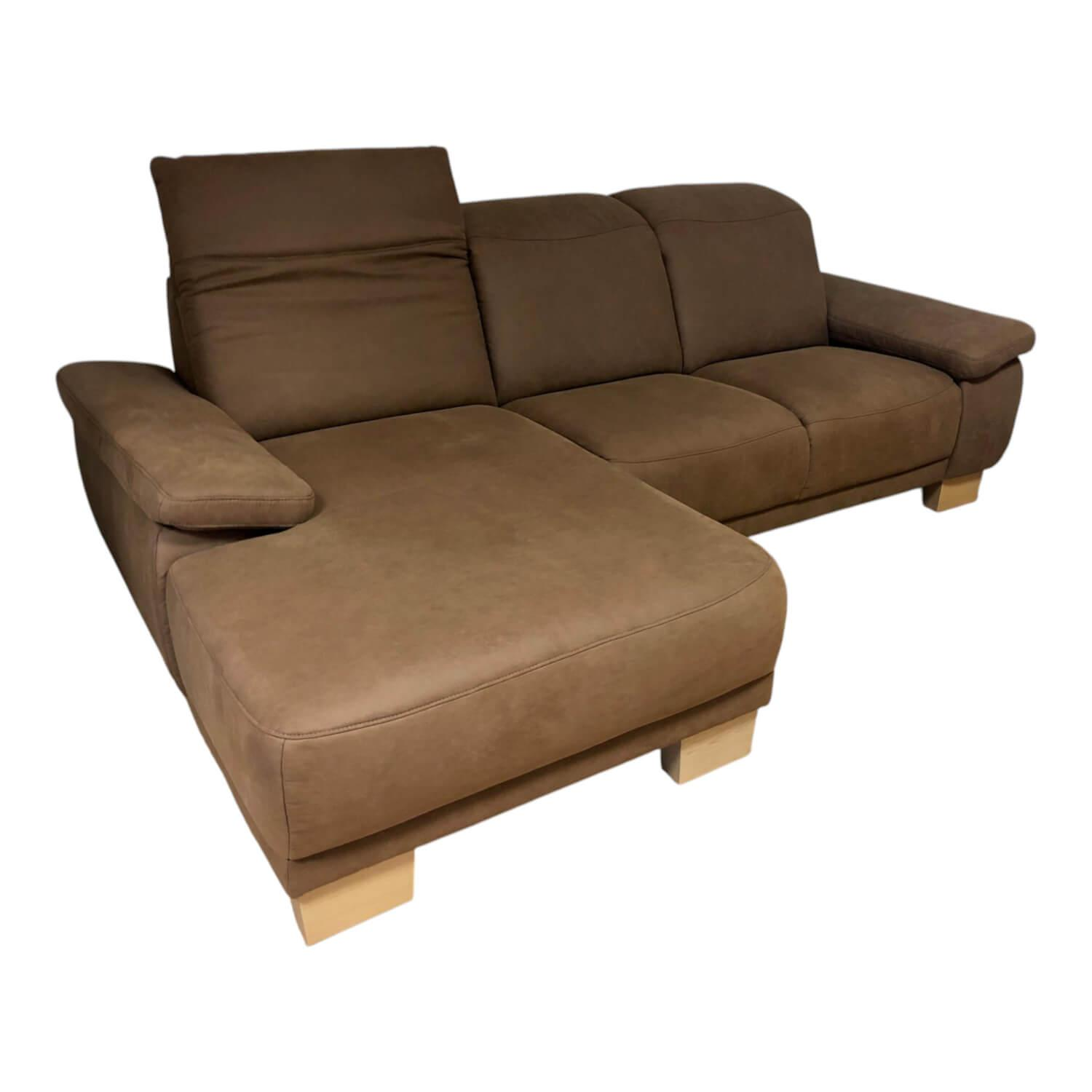 DFM - Ecksofa Fabeo Stoff Valentina 603 Zim Braun Holzfüße Buche Natur - 1