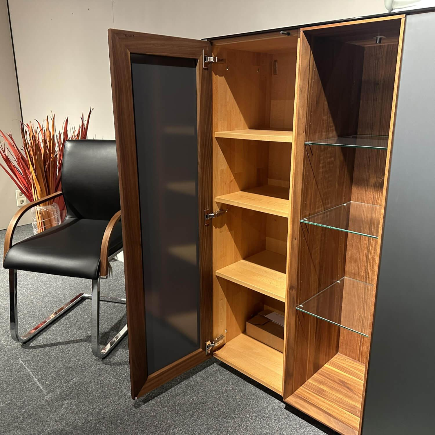 Team 7 - Highboard Cubus Pure Nussbaum Natur Glas Stahl Matt Inkl. Beleuchtung - 6