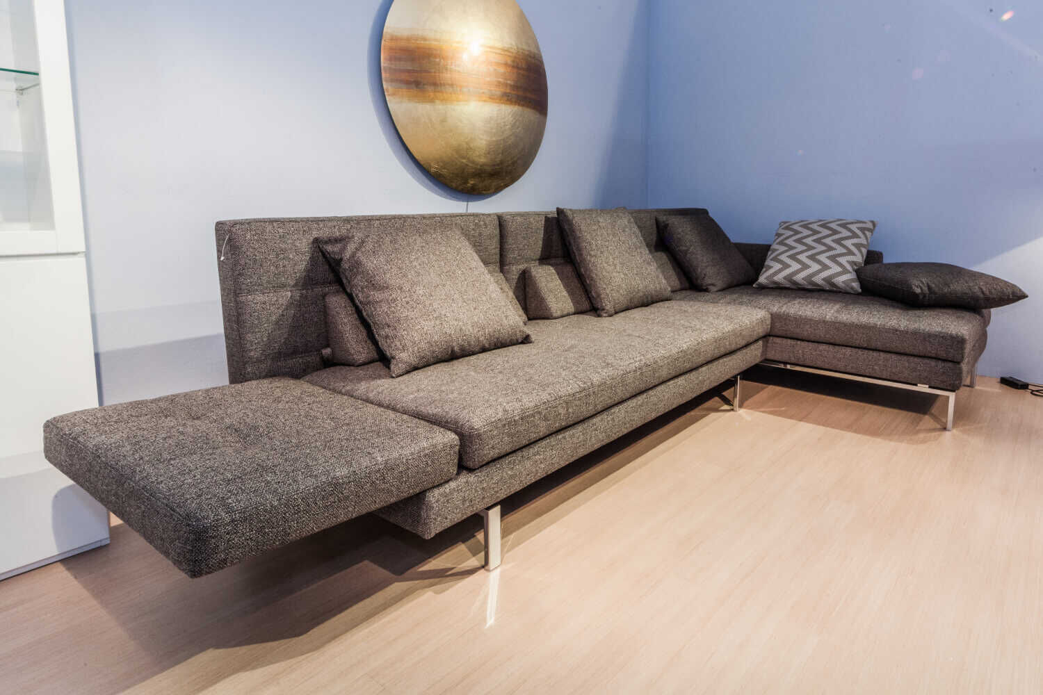 Brühl - Ecksofa Amber in Stoff grau mit verstellbaren Armlehnen - 5