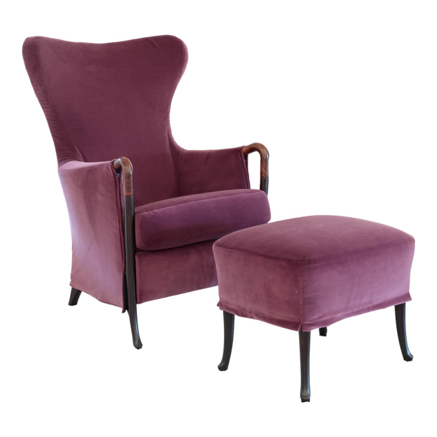 Sessel Progetti 63340 Stoff Samt Adamo Und Eva 02 Aubergine Violett Pink Gestell Holz Matt Gebeizt Inklusive Hocker Giorgetti - Sessel Progetti 63340 Stoff Samt Adamo Und Eva 02 Aubergine Violett Pink Gestell Holz Matt Gebeizt Inklusive Hocker - 1