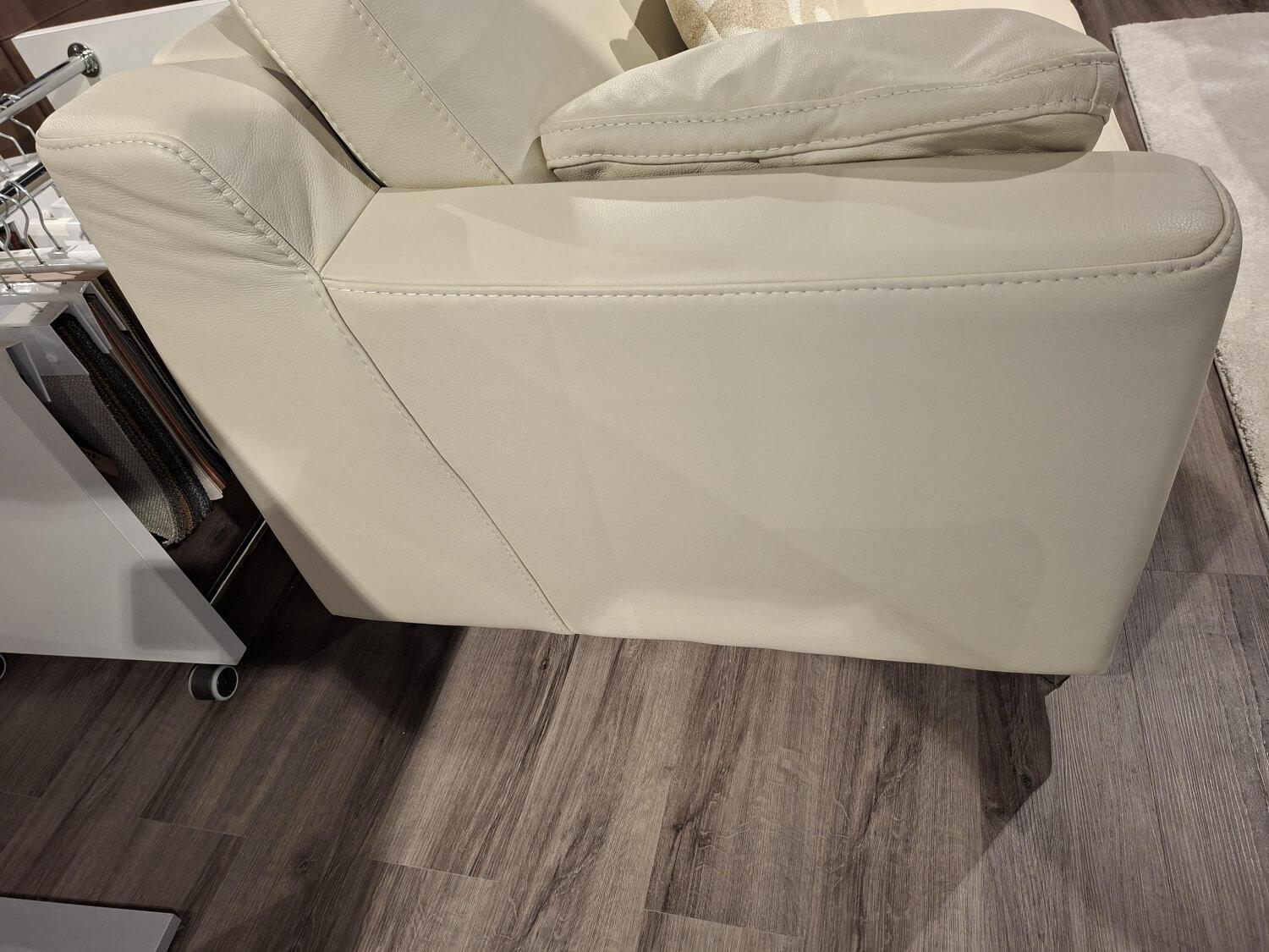 Hukla - Garnitur Sofastyle Leder BelVita Ecru Beige Metall Eckfuß 2 Sofas - 3
