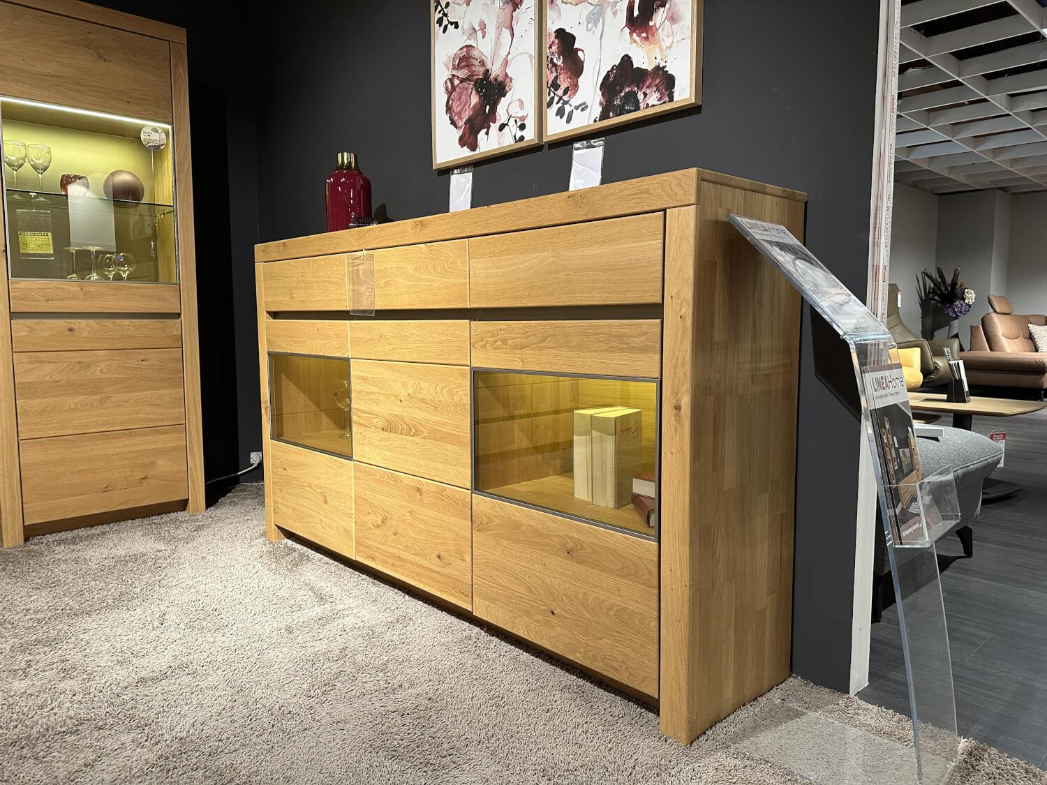 Wöstmann - Highboard Linos 3940 Europäische Wildeiche Massiv Soft Gebürstet Inklusive Beleuchtung Mit Trafo - 7