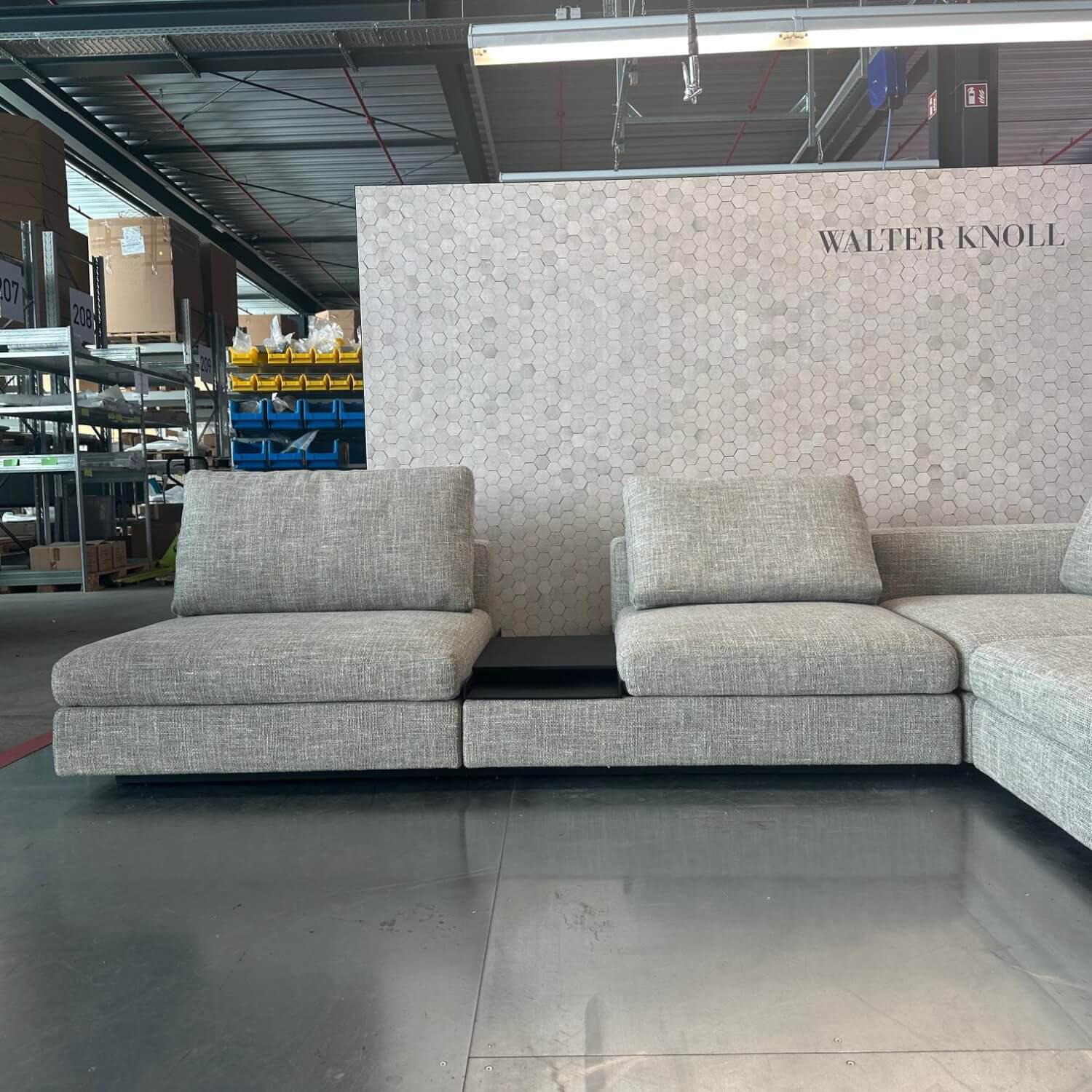 Walter Knoll - Ecksofa Living Landscape 755 Stoff Weave 7755 Shadow Grau Beige Sockel Buche Schwarz Lackiert Mit Kunststoffgleitern - 7
