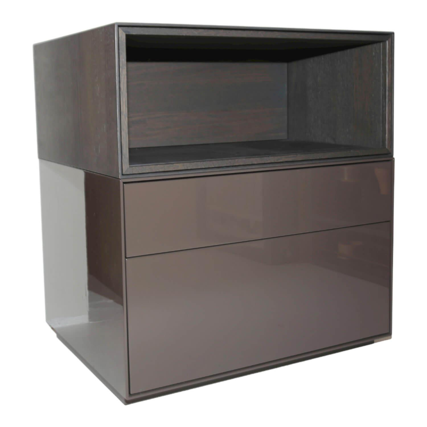 Piure - Nachtkommode Nex Lack Hochglanz Coffee Box Offen Stehend Eiche Grey - 1