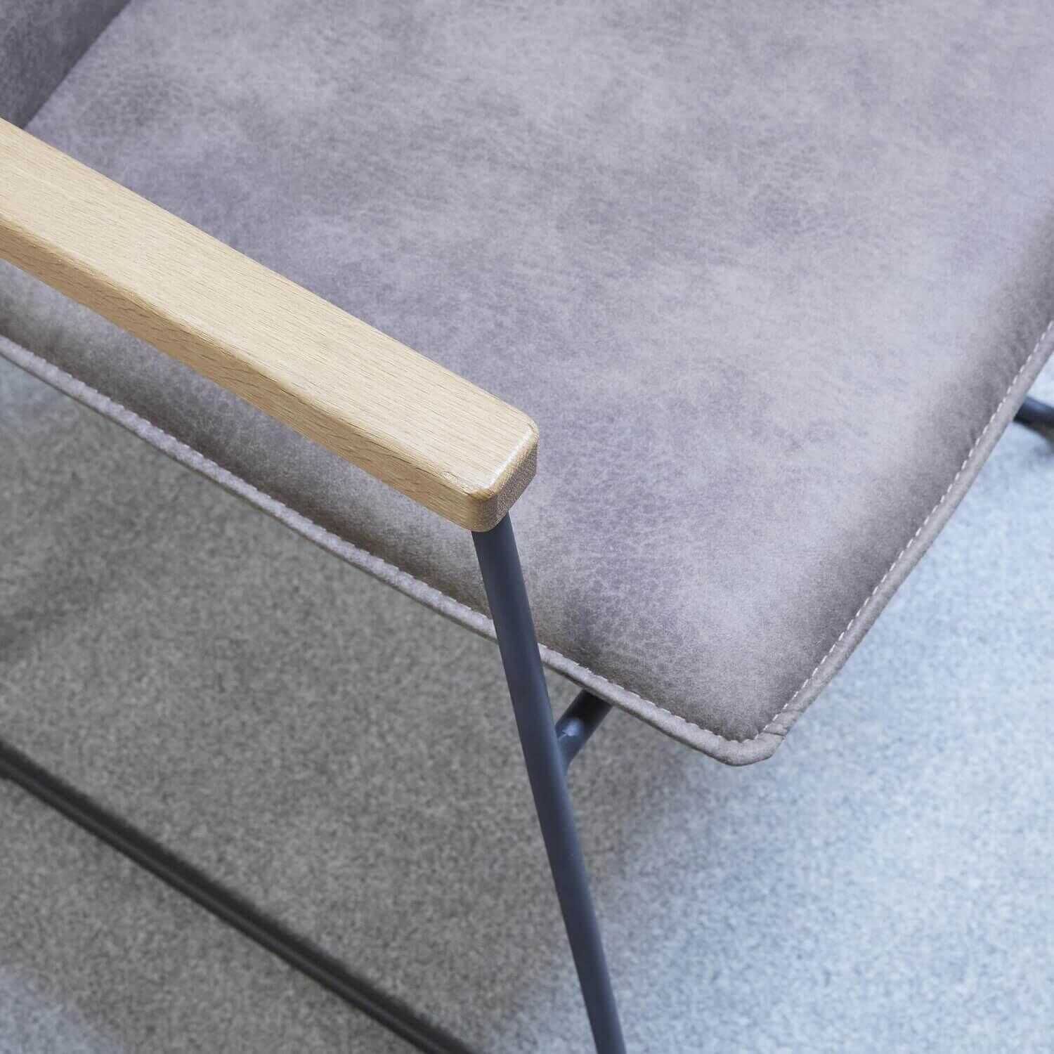 Natura - 6er-Stuhlgruppe Microfaser Aberdeen Stone Gestell Rundrohr Eisen Schwarz - 12