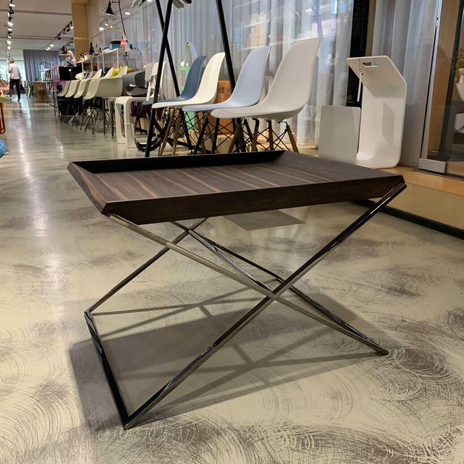 Giorgetti - Beistelltisch Dual Ebenholz Macassar Braun Gestell Verchromt - 1