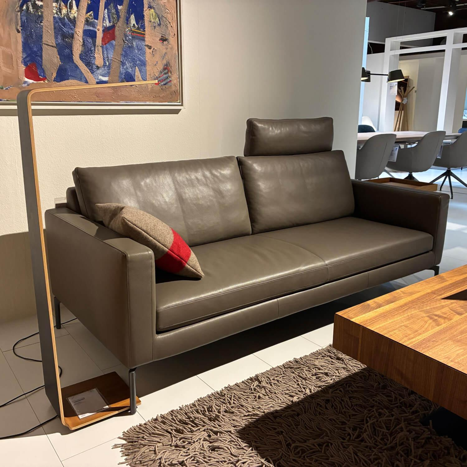 Intertime - Sofa Gil Leder Santana Terra L3385S Grau Braun Füße Metall Schwarz - 5