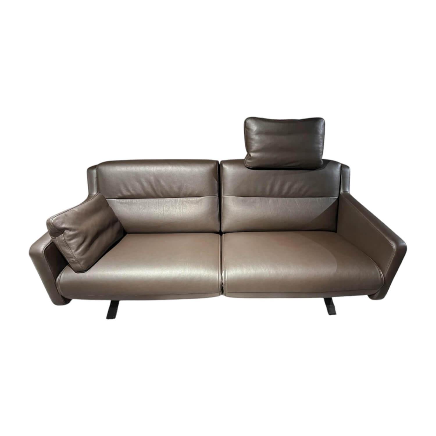 De Sede - Sofa Bero Leder Select 77 Cigarro Grau Braun Füße Hochglanz Verchromt - 1