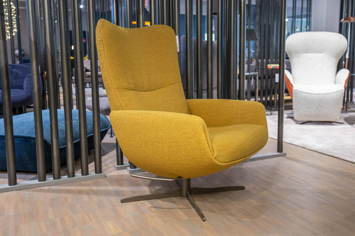 Jori - Sessel Time-Out JR-4320 Stoff Lamb C0026 Senfgelb Gestell Matt Bronze Inklusive Hocker - 4