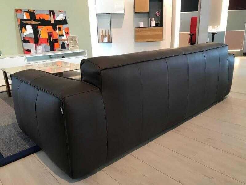 freistil Rolf Benz - Sofa 175 Leder Braun Grau 8004 mit Hocker - 3