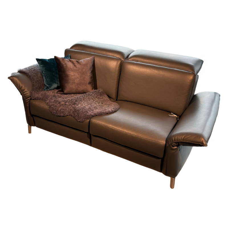 Rom - Sofa Adora Leder Braun Füße in 03 BR Gebürstet Mit Elektrischer Rücken- Und Kopfteilverstellung - 1