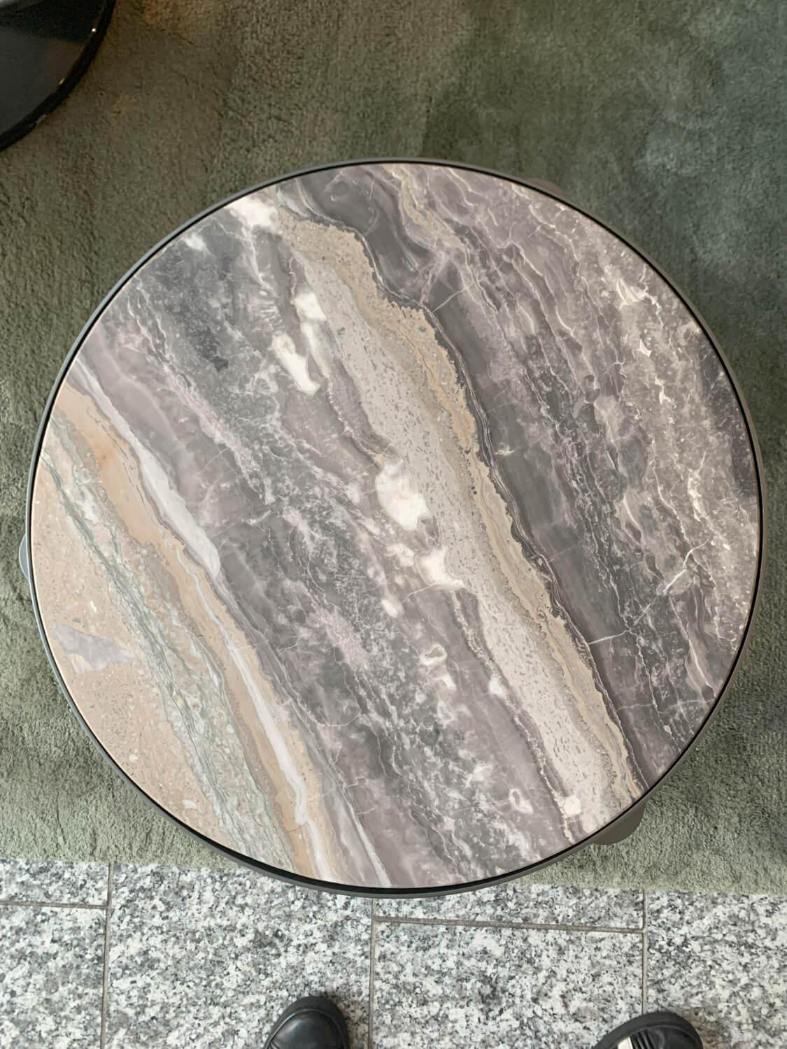 Couchtisch Athene Klein Tischplatte Marmor Arabescato Braun Grau Metallrahmen Und Gestell Dunkelgrau Gebürstet