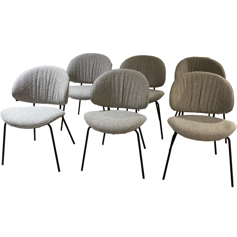 KFF - Stuhlgruppe Alvaro Stoff Ascot Toffee Beige Gestell Metall Schwarz - 1