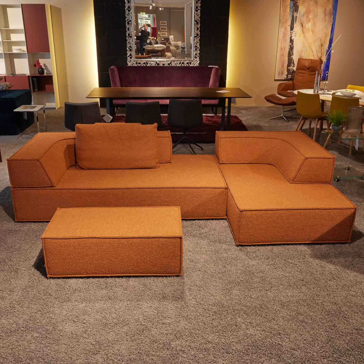 COR - Ecksofa Trio Stoff 8202 Rost Orange Mit Stoppgleiter - 4