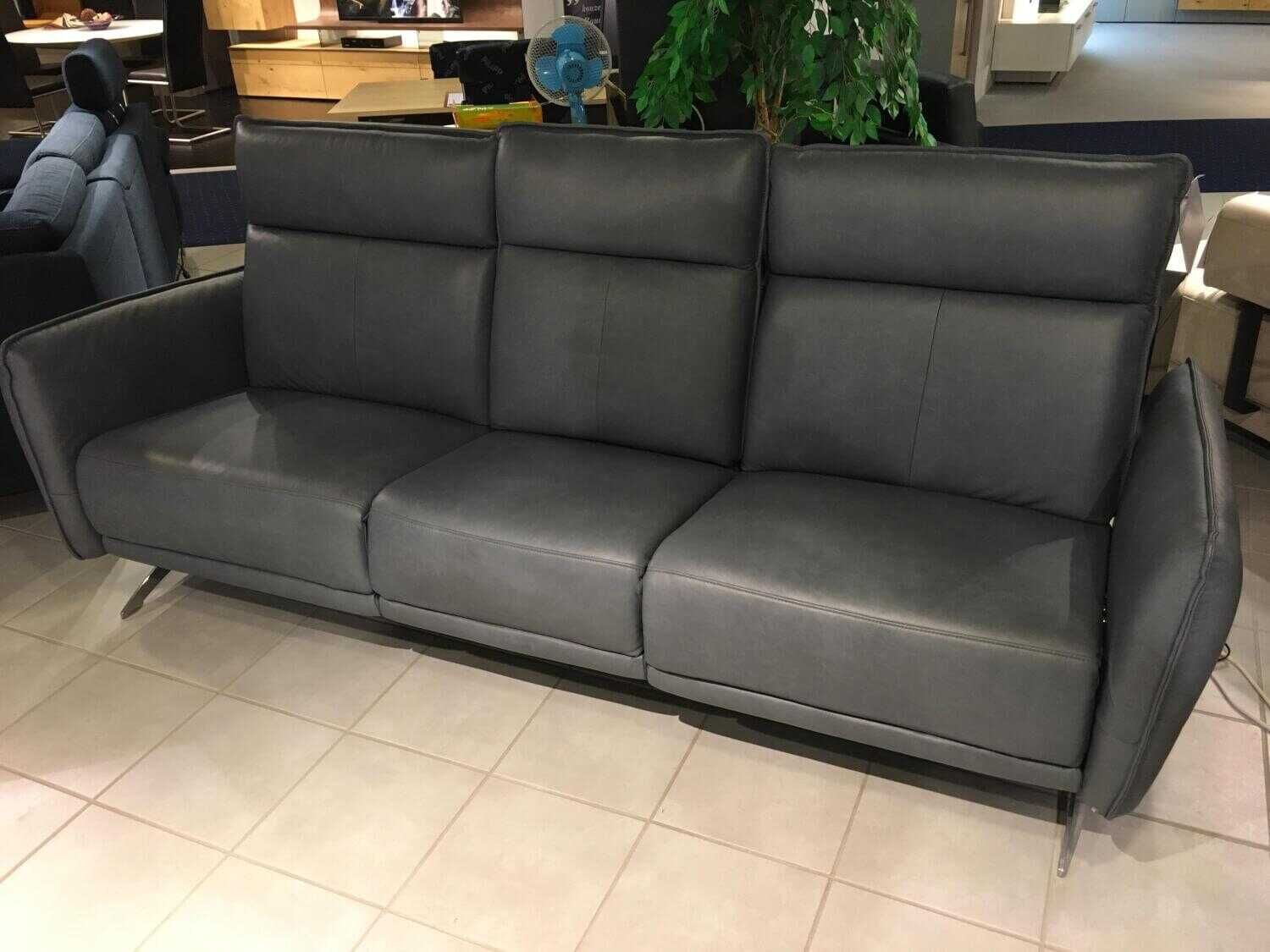 PM Oelsa - Relax-Sofa Costa Brava Leder E Steel Blau mit zweiseitiger Relaxfunktion - 10