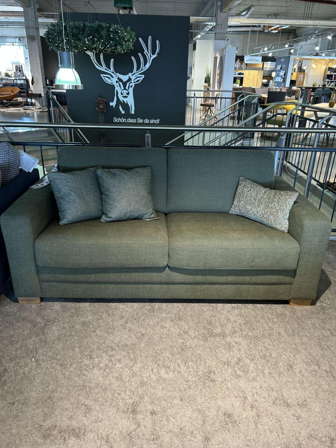 Natura - Schlafsofa Lakeville 1 Stoff PG 4 Grün Füße Eiche Natur Braun Ohne Matratze Und Kissen - 9