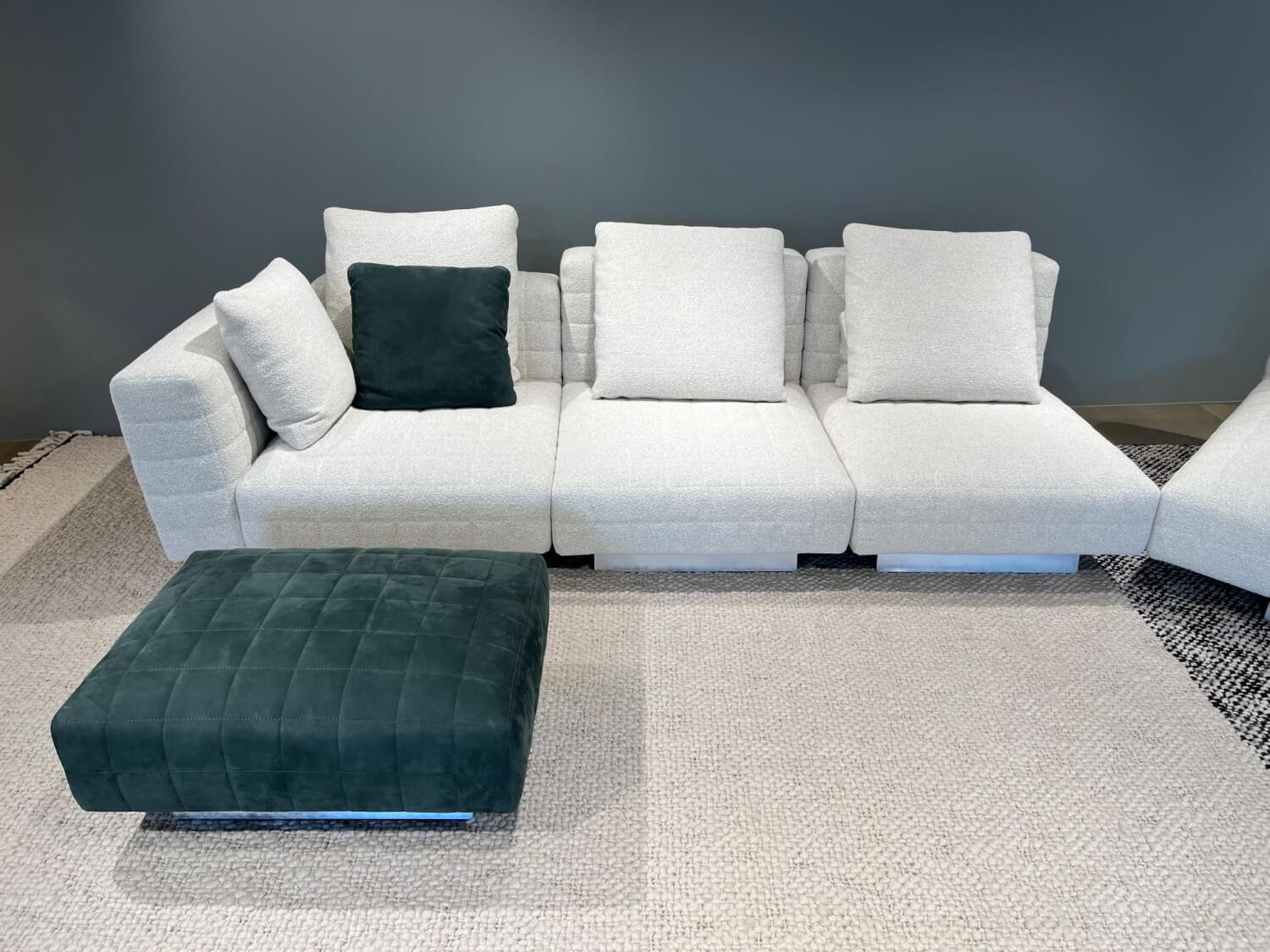 Minotti - Sofa Twiggy Stoff Sable 02 Ecru Weiß Gestell Aluminium Gebürstet Mit Sessel Und Bank - Exklusives Angebot, wenn weg dann weg -  - 2