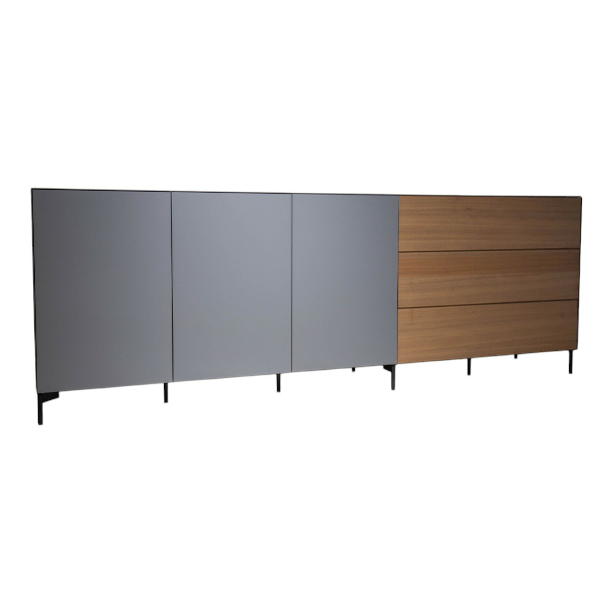 Spectral Smart Furniture - Sideboard Side Model 1 Front Fenix Grigio Antrim Grau Und Amerikanische Walnuss Füße Schwarz - 1