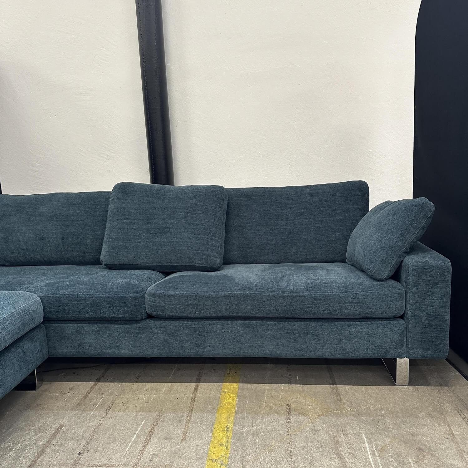 COR - Ecksofa Conseta Stoff 8169 Petrol Blau Metallkufen Verchromt Inklusive Kopfstütze Ohne Kissen - 3