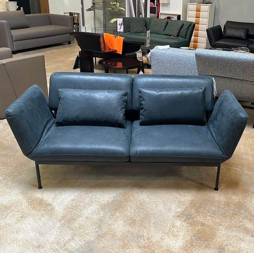 Brühl - Sofa Roro Medium Leder Glove Schwarz Gestell Schwarz Pulverbeschichtet Inklusive 2 Drehsitze - 2