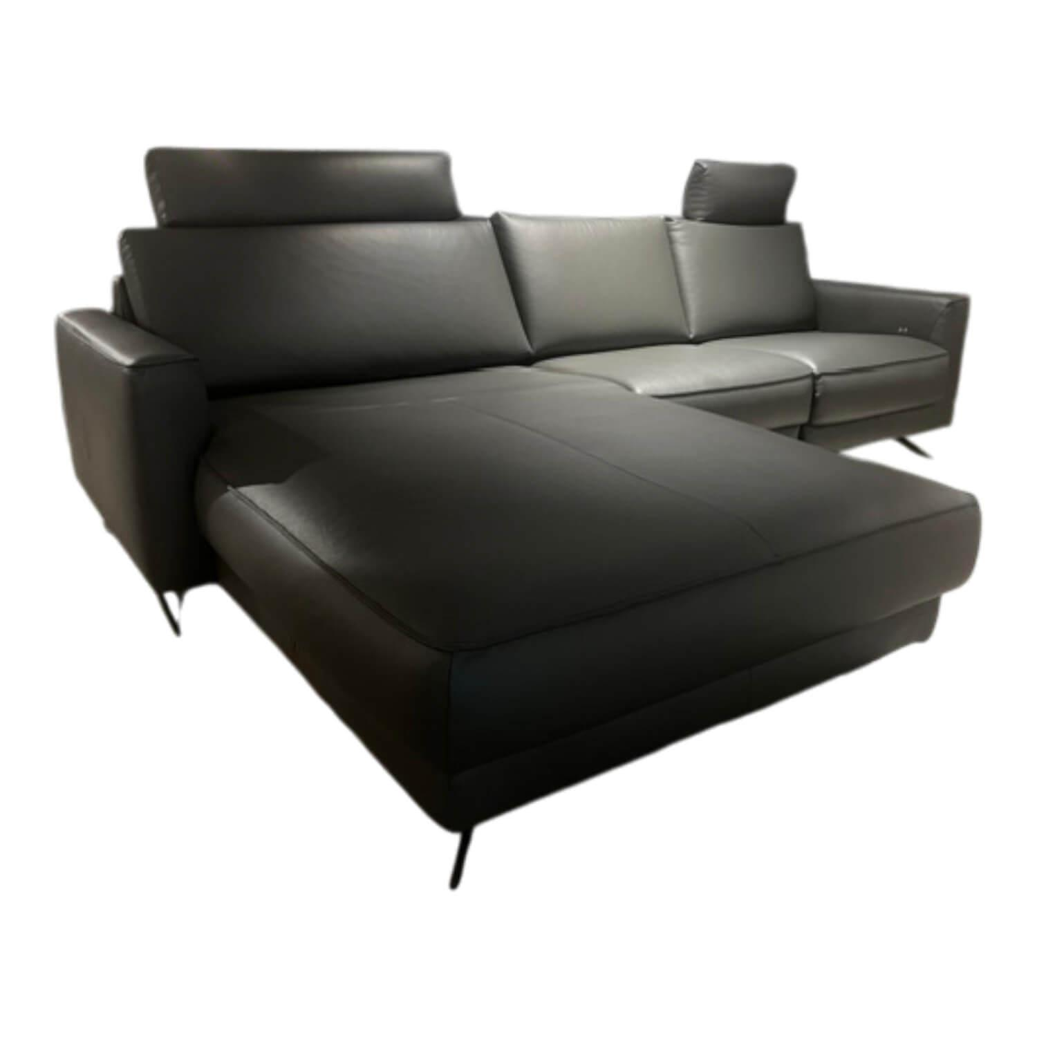 WK Wohnen - Ecksofa WK 605 Variatione Leder 9 Montana Basalto Grau - 1