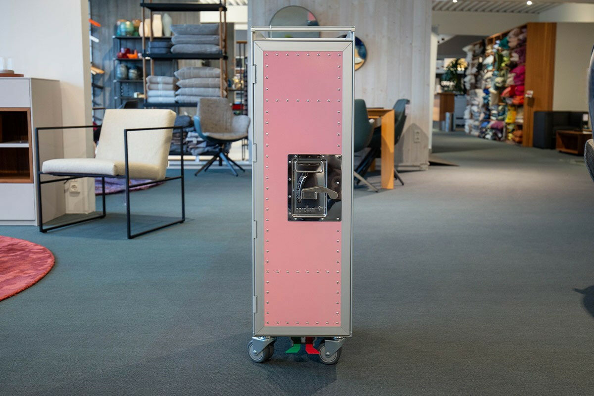 Bordbar - Flugzeugtrolley Aluminiumprofile Edelstahlbleche Powder Rosa Doppellenkrollen Ohne Schübe Und Boden - 3