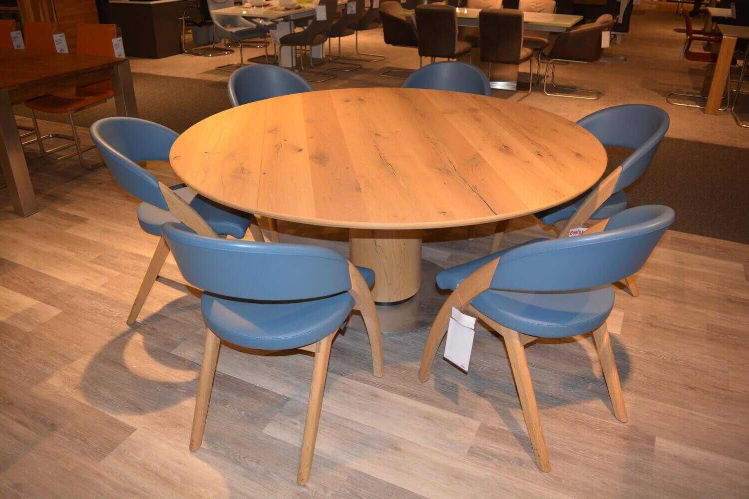 venjakob-essgruppe-tisch-et-207-santanaeiche-hell-furniert-6-st-C3-BChle-mila-leder-blau-0107775aa197Uh6pSe7c8kCyW Venjakob - Essgruppe Tisch ET 207 Santanaeiche Hell Furniert 6 Stühle Mila Leder Blau - 2