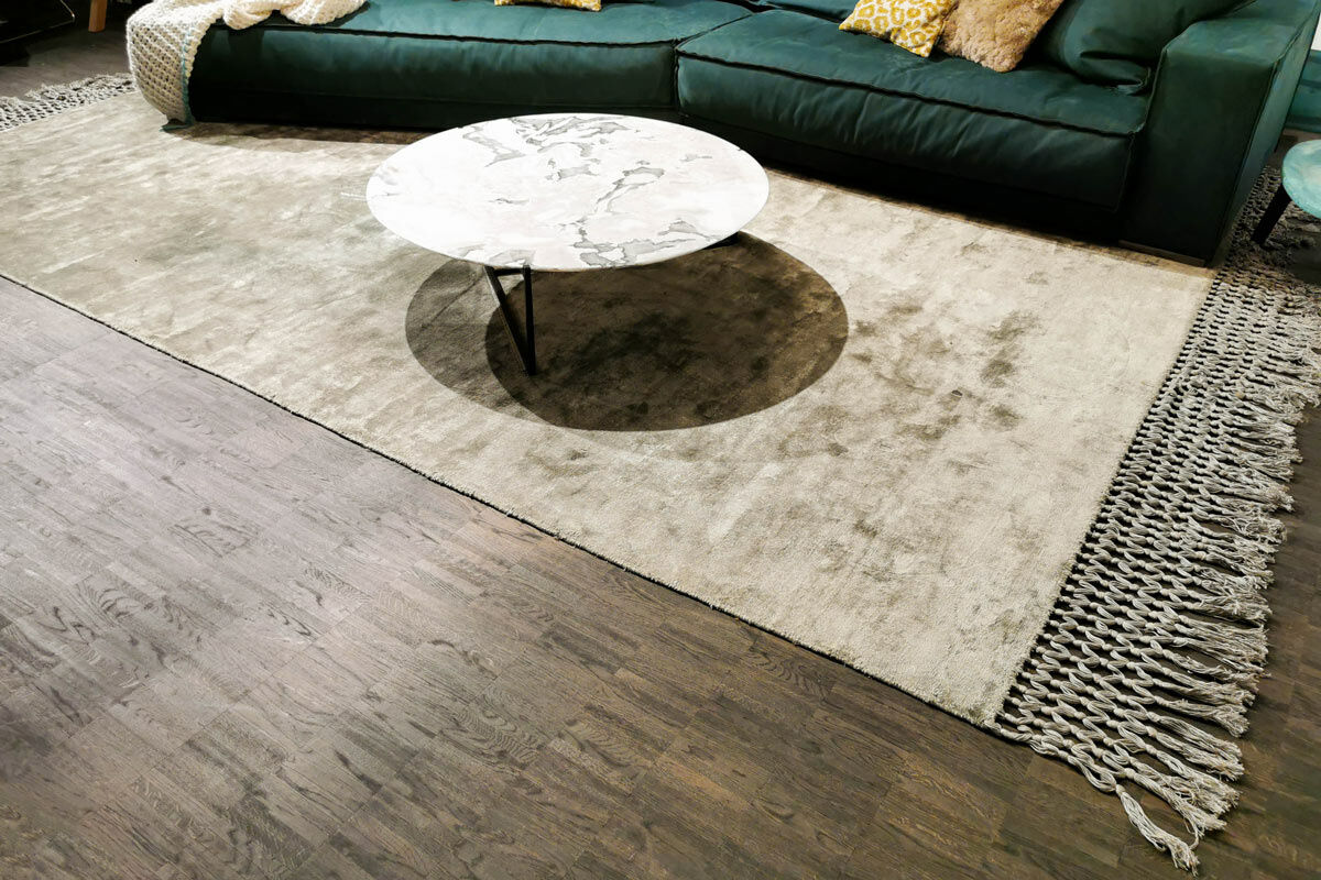 Baxter - Teppich Fringes 400x300 Bambusseide Jadegrün Fransen Hellgrau - 3