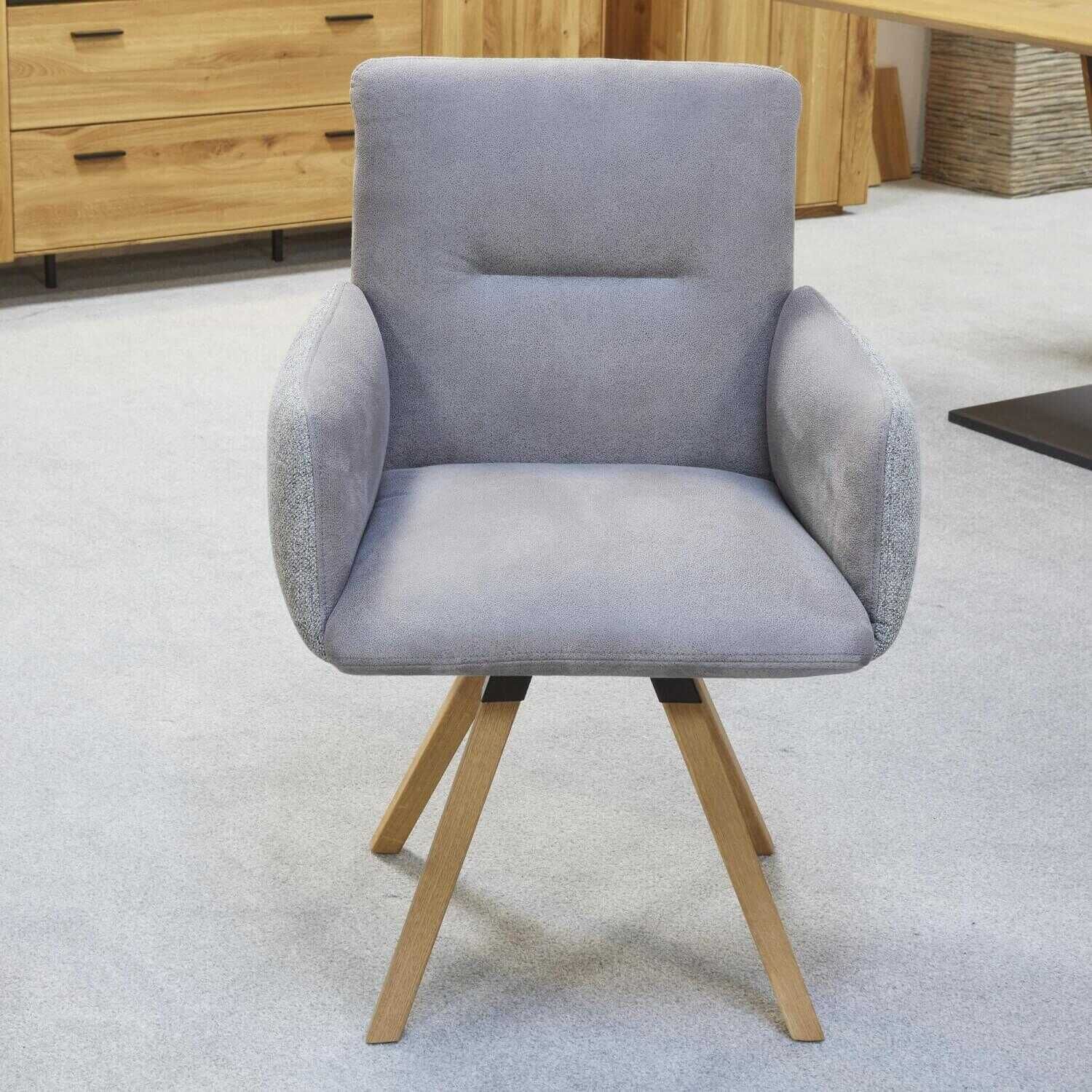 Natura - 6er-Stuhlgruppe 2 Mit Armlehne 4 Ohne Armlehne Stoffkombinationn Fiesta Grau - 6