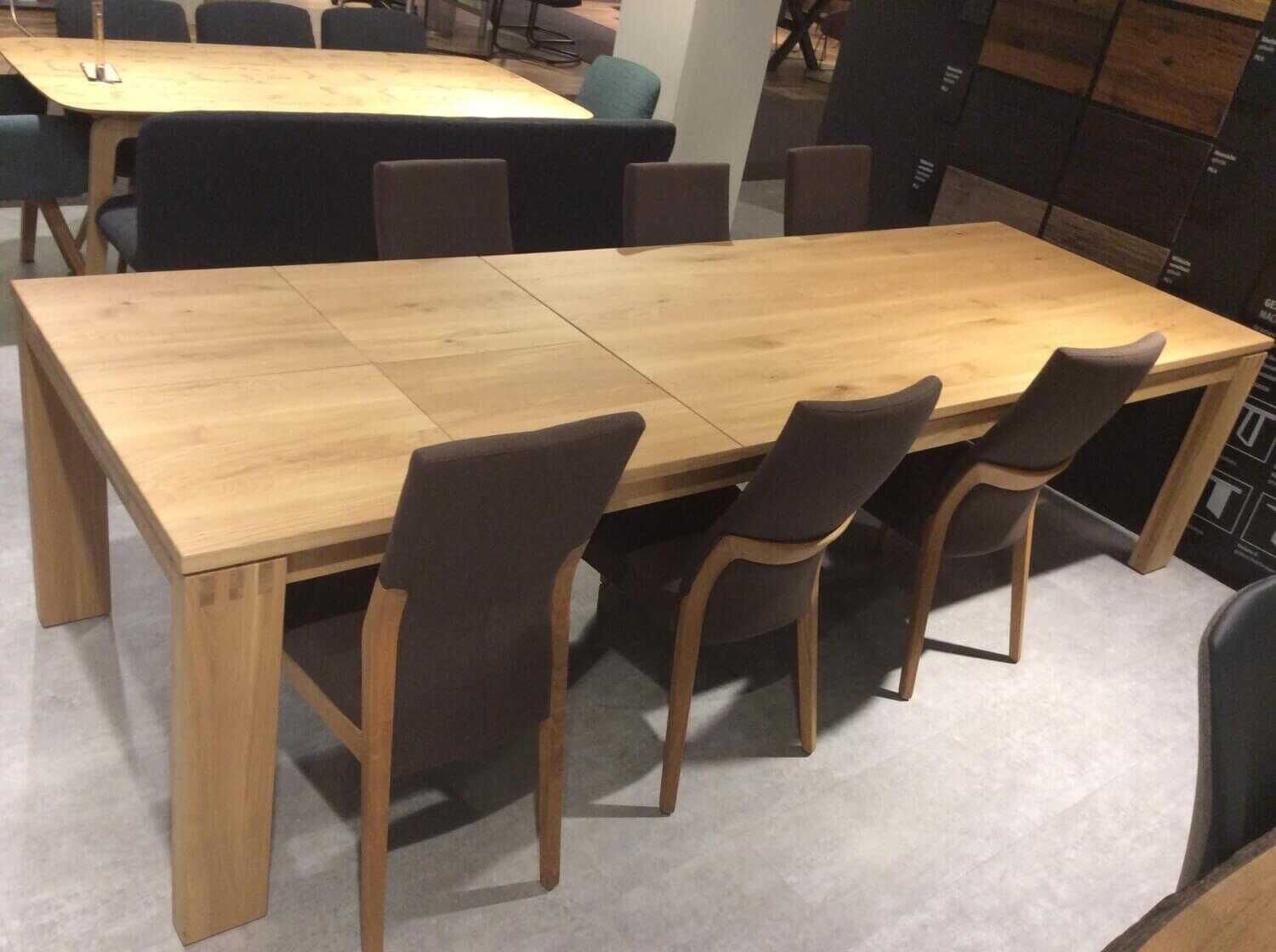 Esstischgruppe Modular Massivholz Wildeiche Natur Tisch mit 6 Stühlen