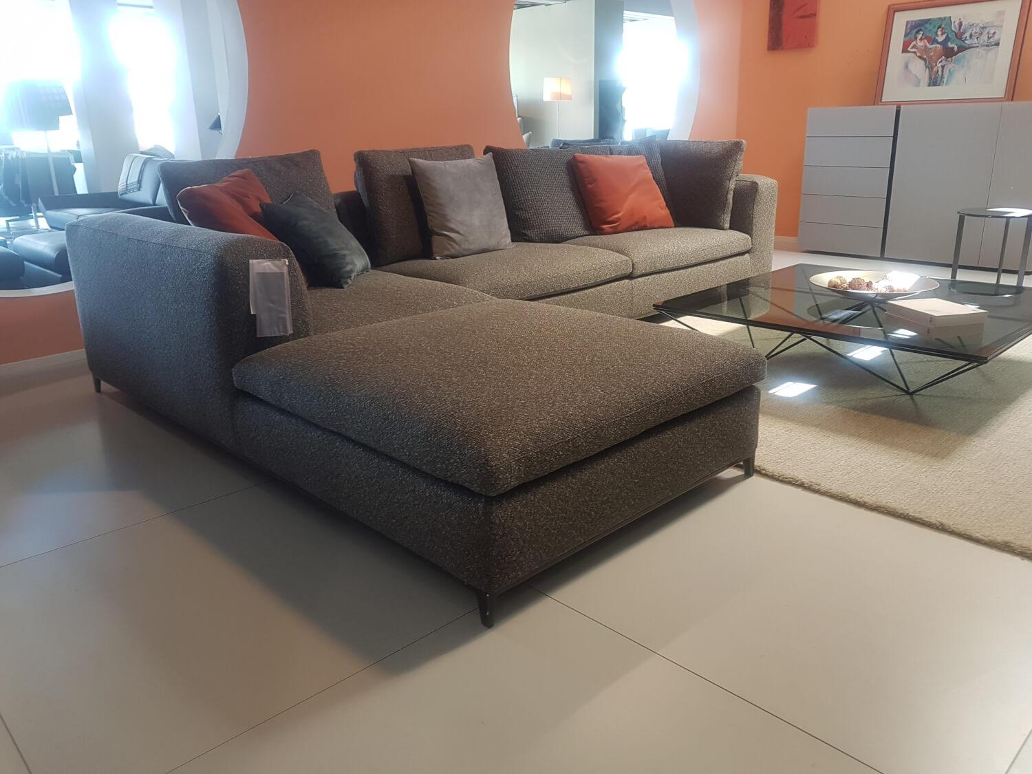 B&B Italia - Ecksofa Michel Club Stoff Laveno Schiefer Grau Gestell Metall Schwarz Lackiert - 9