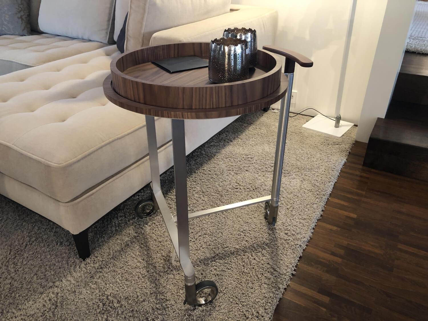 Giorgetti - Servierwaren EOS Tablett Nussbaum Gestell Edelstahl - 3