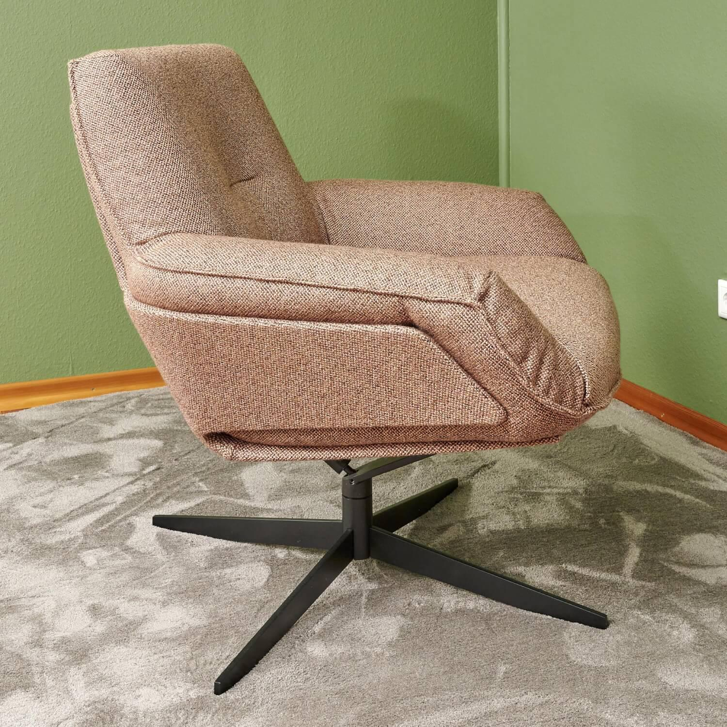 Bielefelder Werkstätten - Sessel Daron Niedrig Stoff Bonsai Reboot CH 2955 068 Braun Rot Kreuzfuß Schwarz Matt Mit Hocker - 4