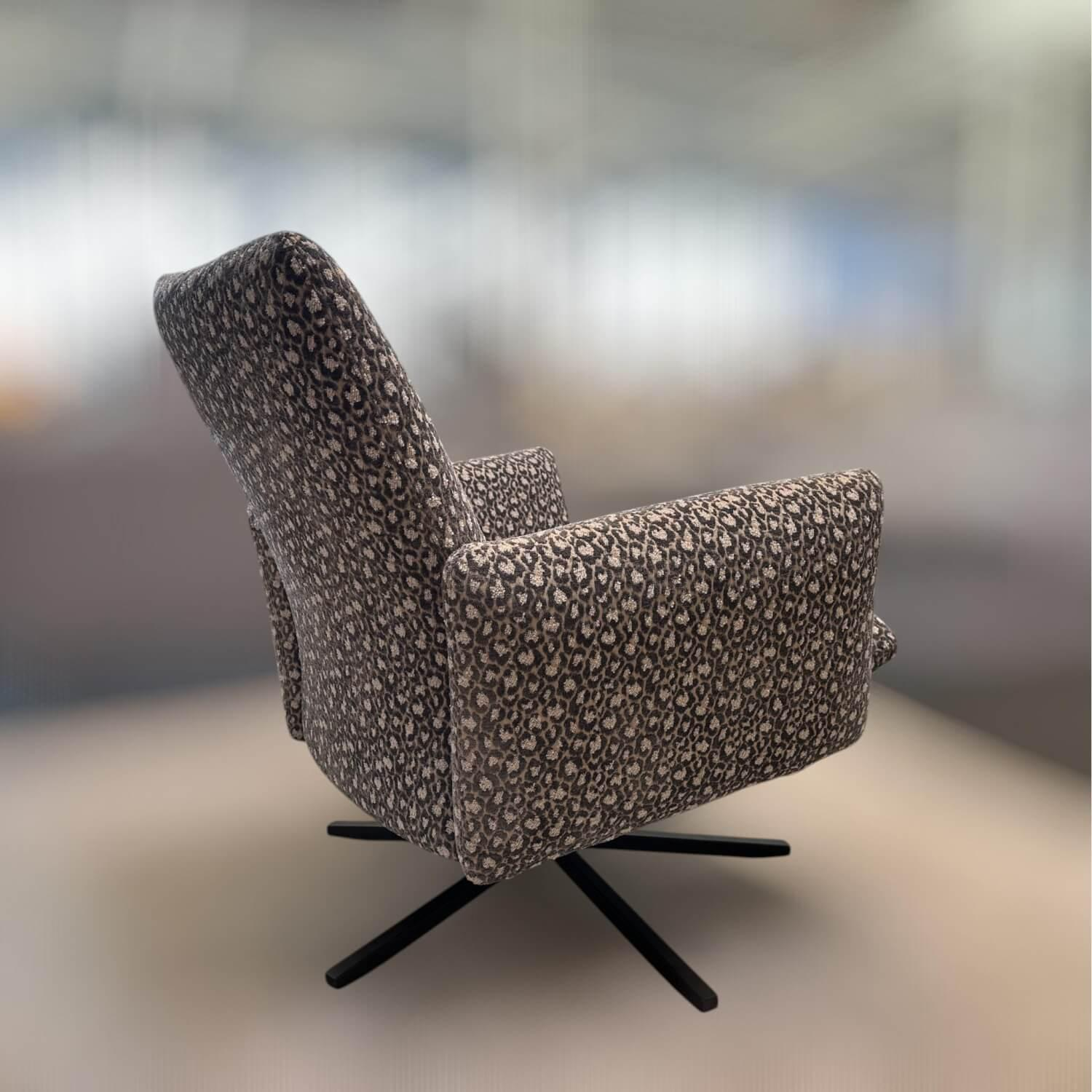 Bielefelder Werkstätten - Loungesessel Heaven Stoff Scarlett BW1789-383 Grau Leopard Print Sternfuß Schwarz Matt - 5