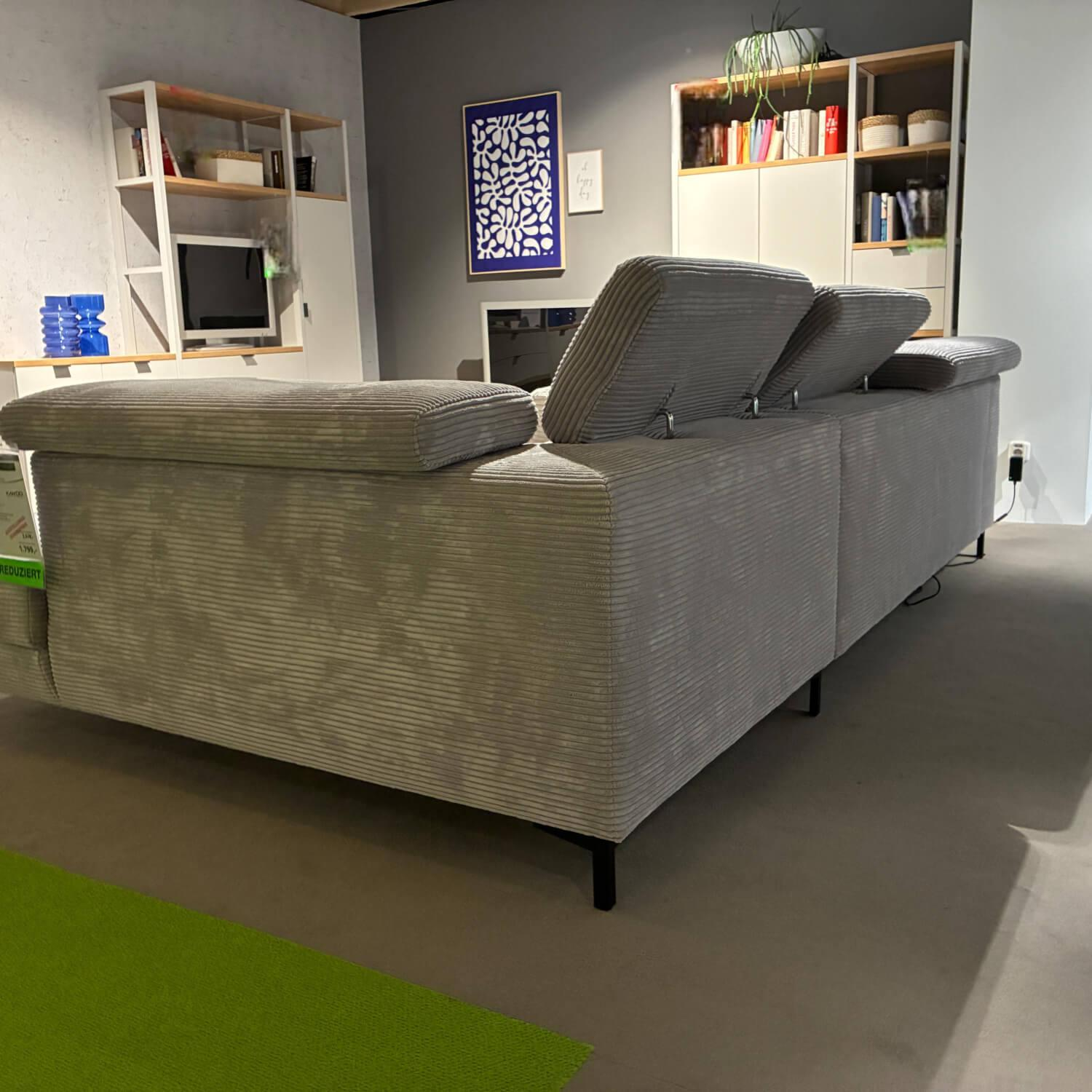 Kawoo - Eckkombination 7539 Cord S GCT 49 08 Platinum Grey Grau Füße Metall Schwarz Inklusive Kissen - 5