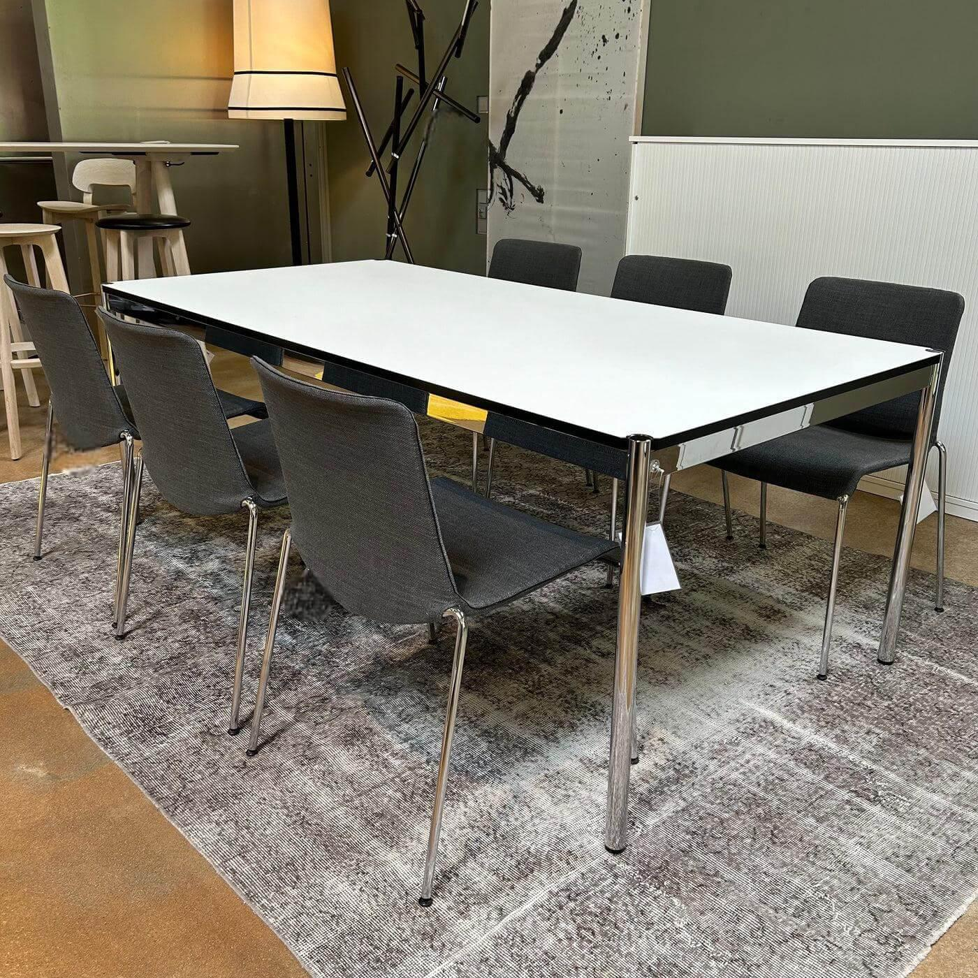 Walter Knoll - 6er Set Stuhl Liz 1300 Stoff Bora Slate Grau Gestell Hochglanz Verchromt Stapelbar Mit Kunststoffgleitern - 2
