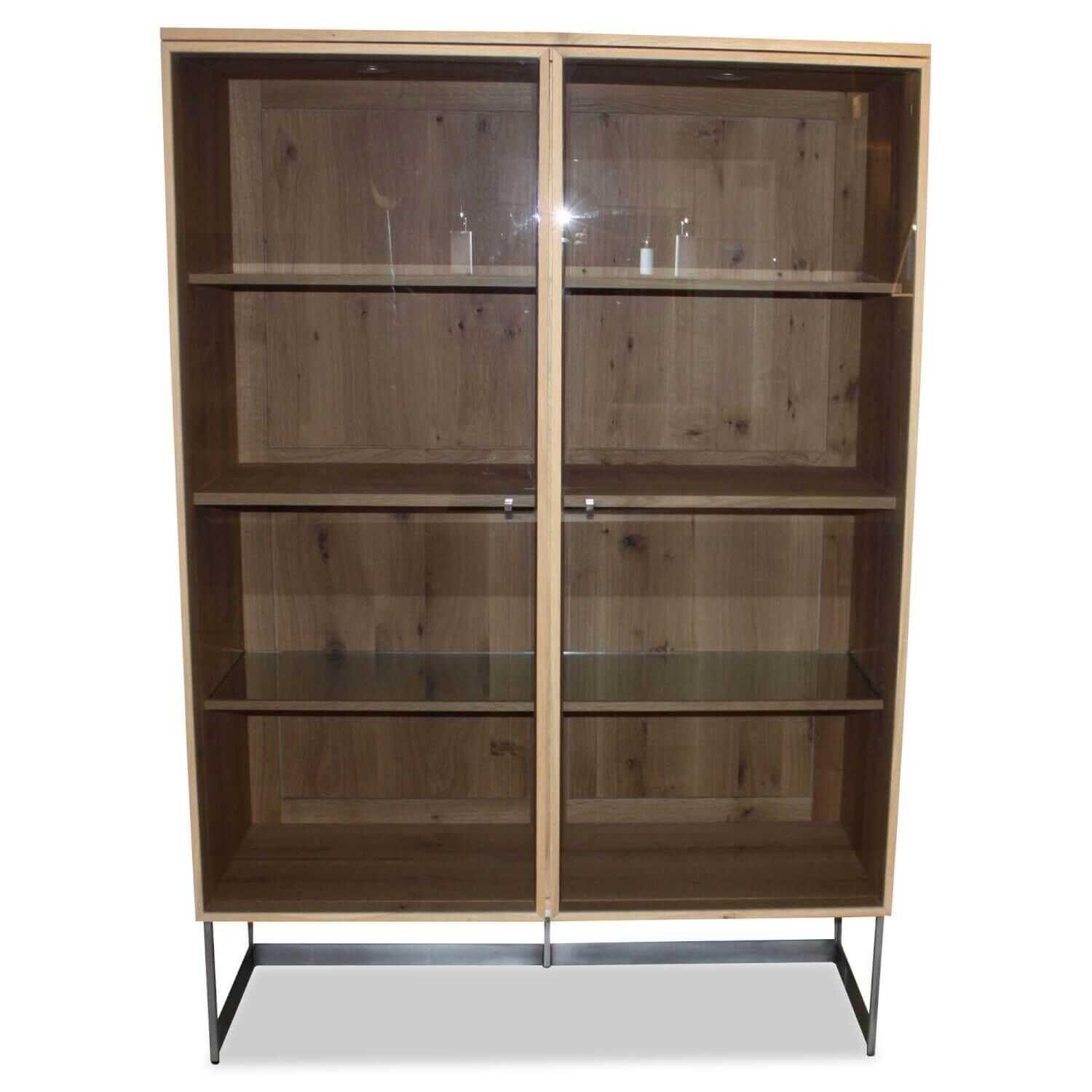 Scholtissek - Highboard Werra Knorrige Eiche Nur Weiß Geölt Holzrahmen mit Glas - 1