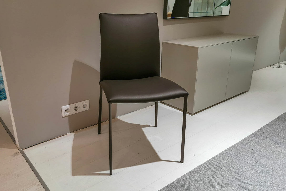 Draenert - 2er-Set Stuhl Nobile Soft Leder 740013 Dunkelbraun Gestell Dunkelbronze - 2