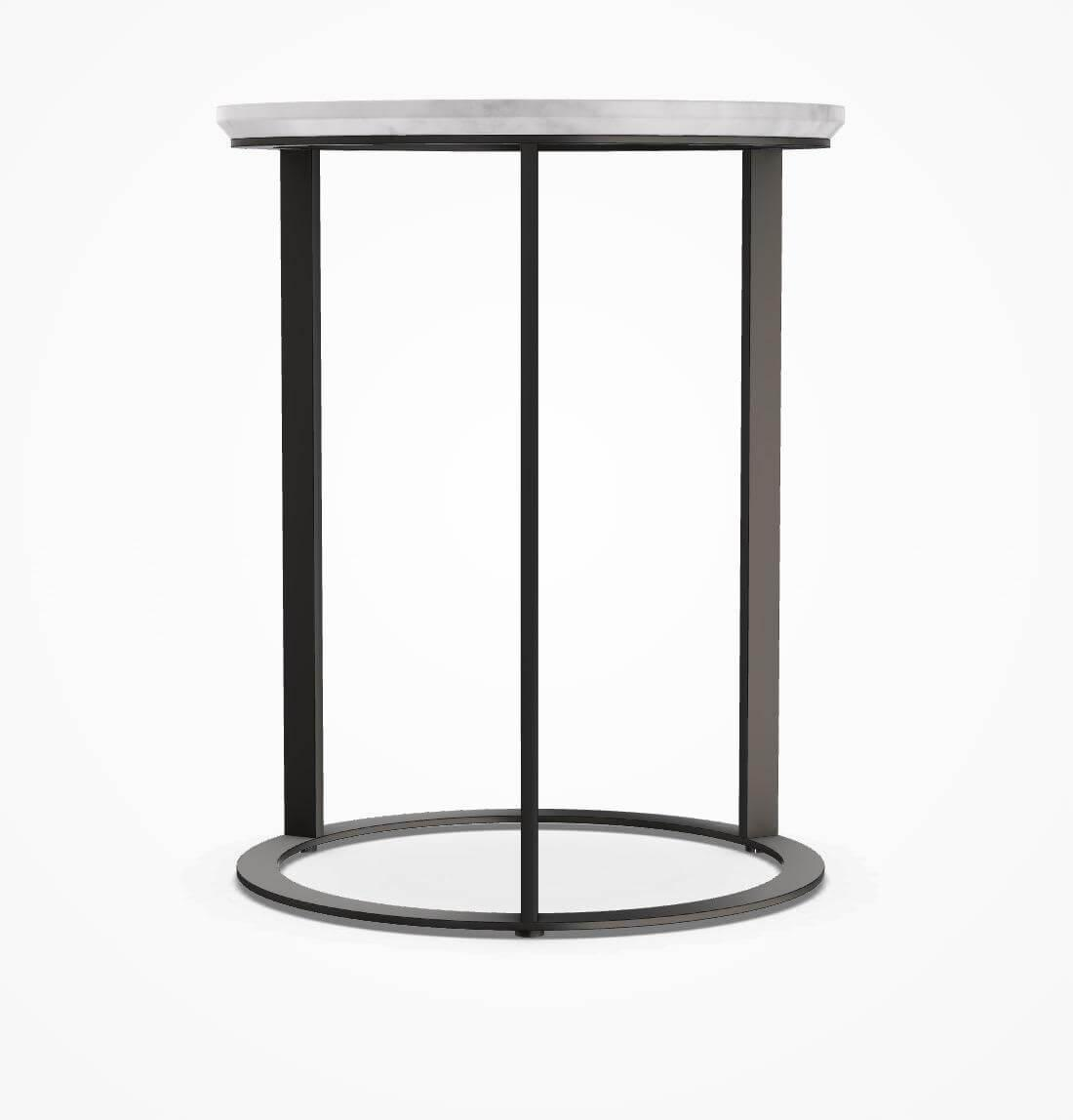 B&B Italia - Beistelltisch Mera Durchmesser 39cm Marmor Weiß Gestell Schwarz Verchromt - 6