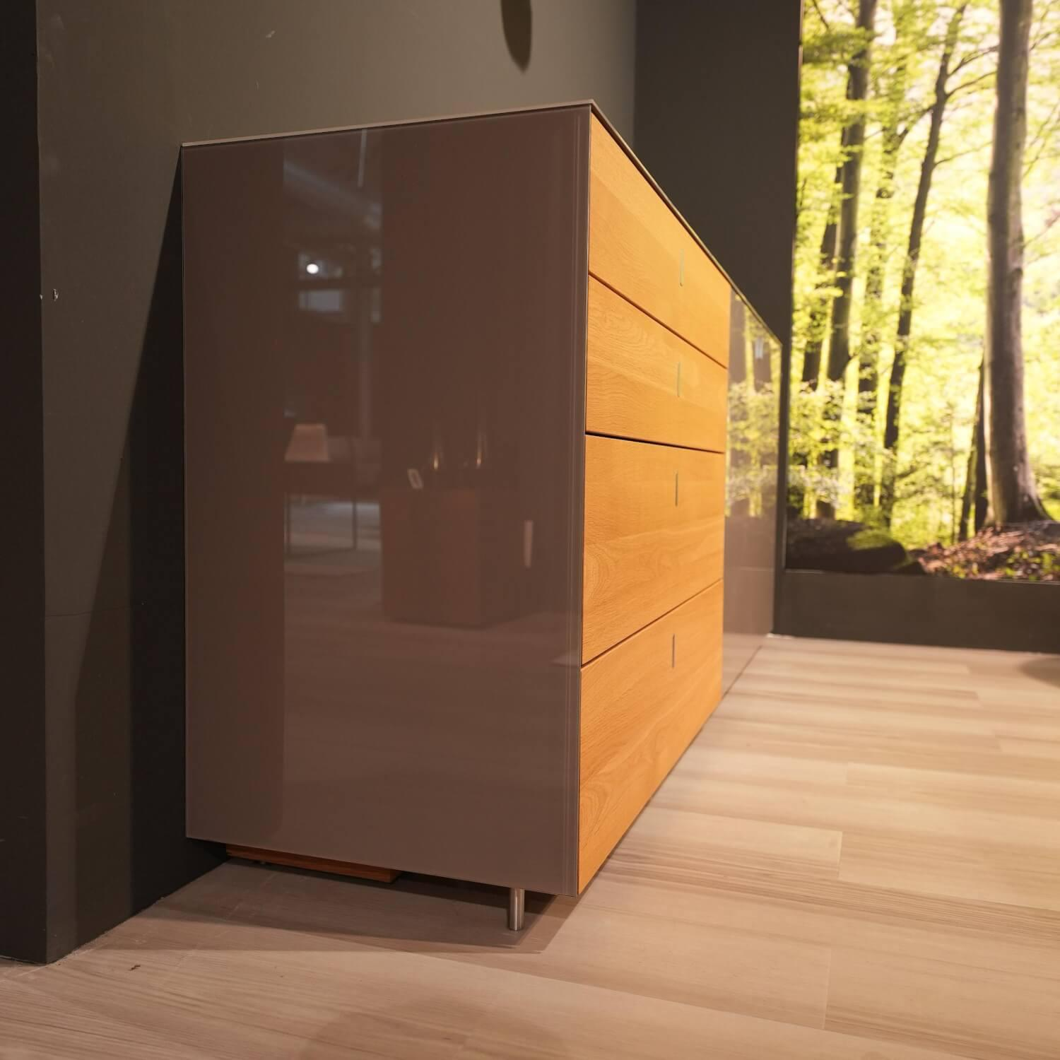 Piure - Sideboard Cubus  AC297195 29 Eiche Farbglas Taupe Klappgriffe Edelstahl - 2