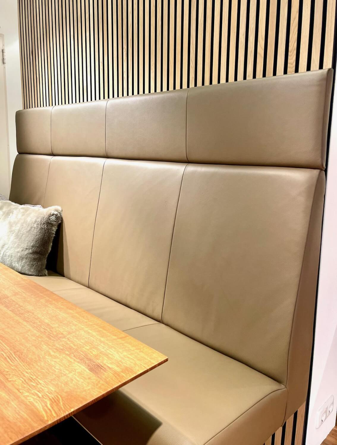 Posa - Komfort Bankteil Wandhängend Leder Terra Beige Mit Abnehmbarem Kopfteil - 4