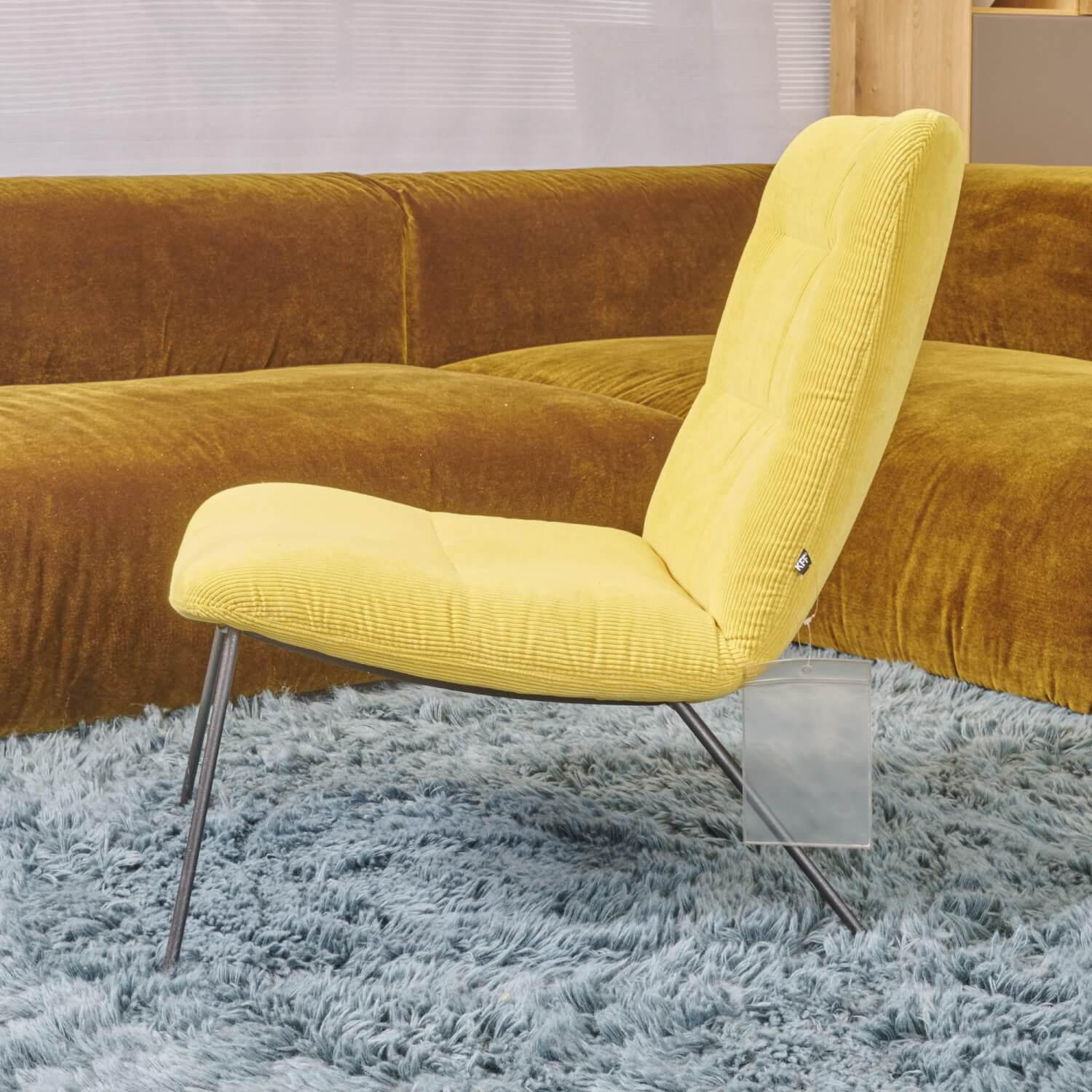KFF - Sessel Arva Light Lounge Ohne Armlehnen Bezug Stoff Lisboa Farbe 20 Gelb Cord Samt Gestell M23 Struktur Anthrazit - 12