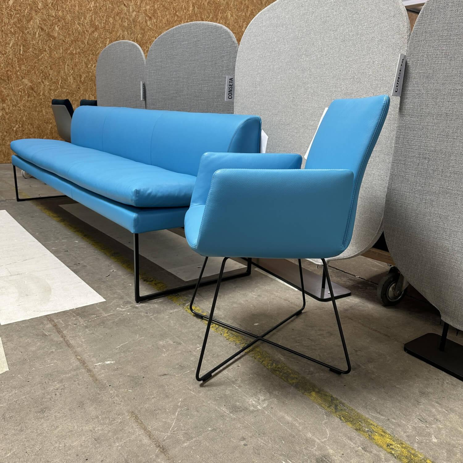COR - Sitzgruppe Jalis Und Mell Leder 109 Napoli 5856 Petrol Blau Gestell Draht Schwarz Pulverbeschichtet - 4