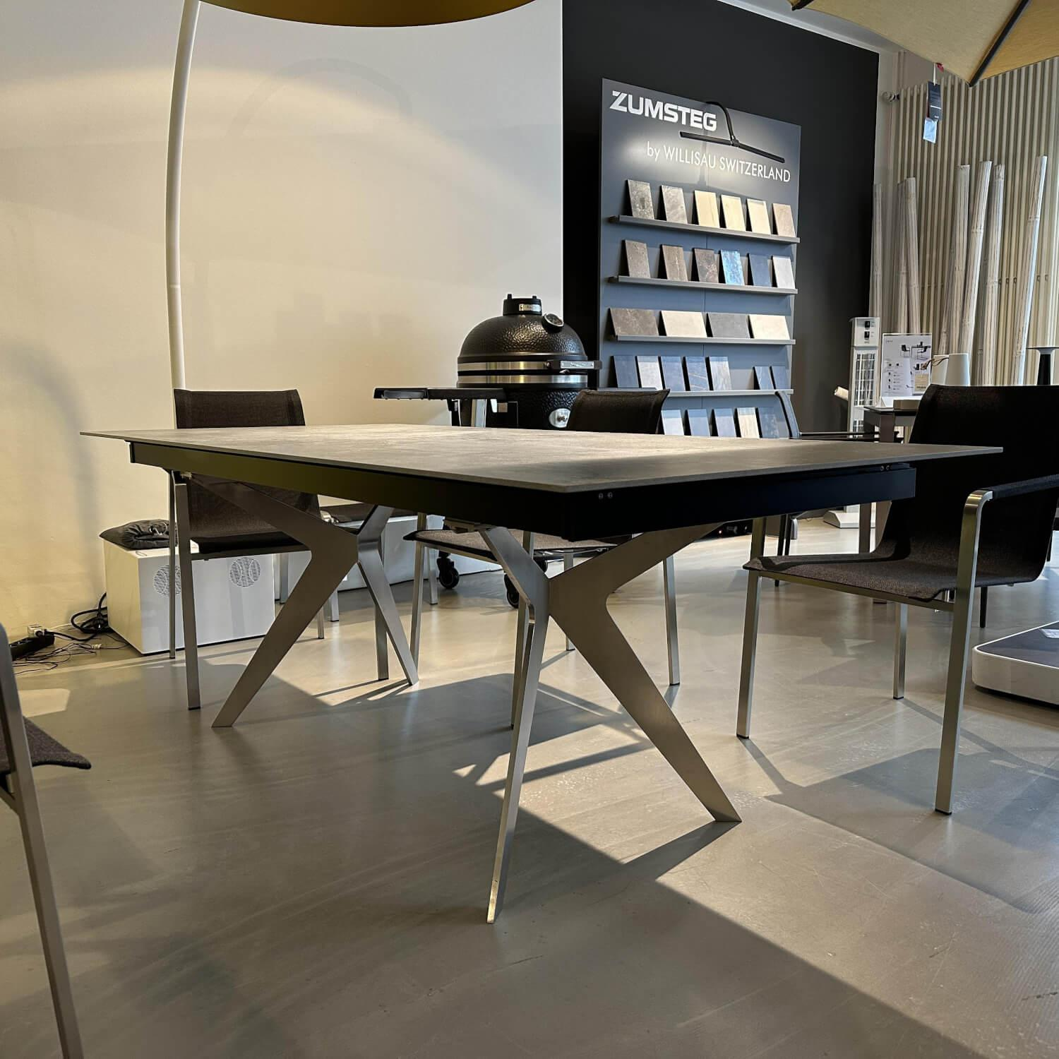 Zumsteg - Ausziehtisch Lana Platte Keramik Orix Grau Gestell Edelstahl CNS Dekton Mit Synchronauszug - 5