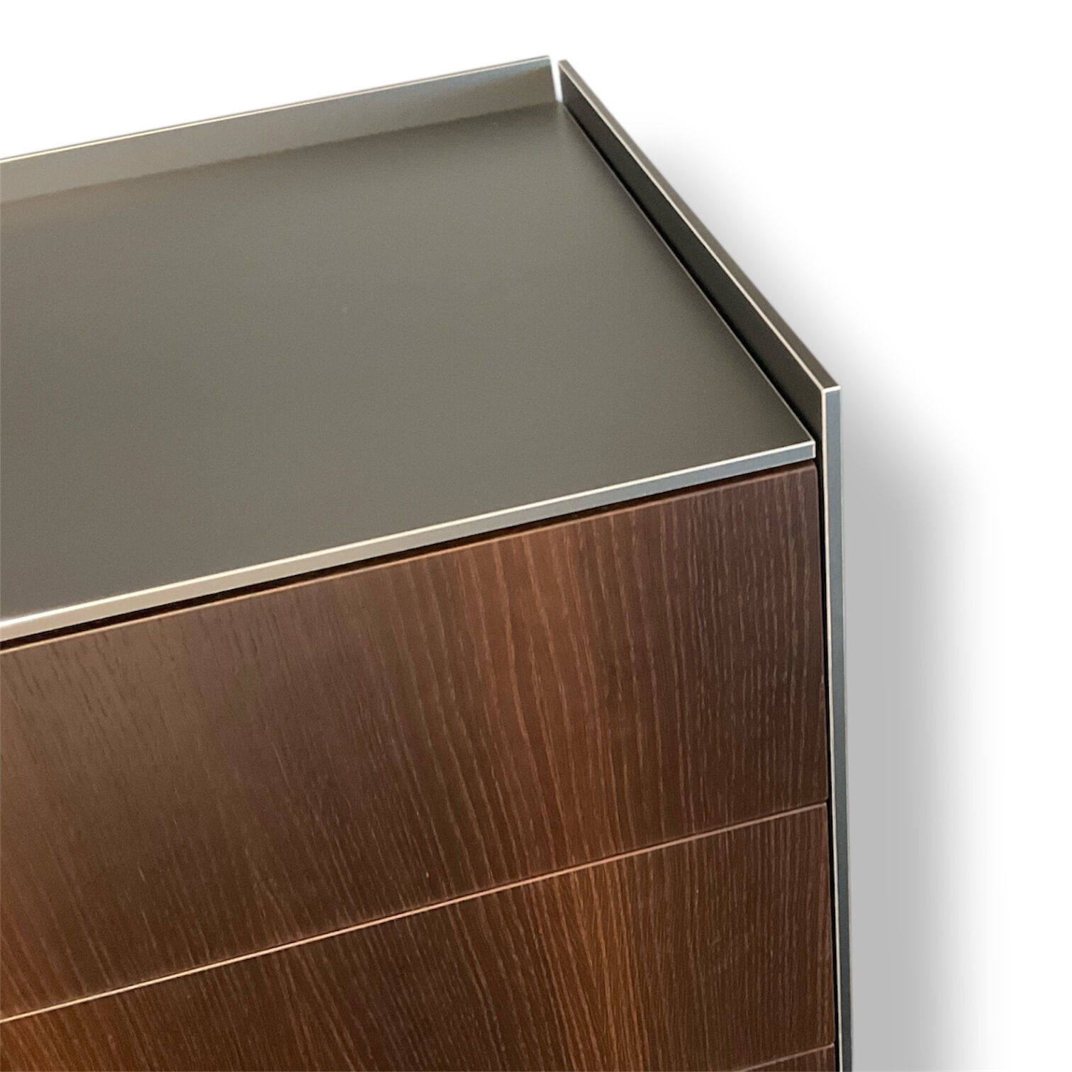 Kettnaker - Hochkommode Case Furnier Raucheiche Dunkel Melamin Schwarz Aluminium Titan Grau - 5